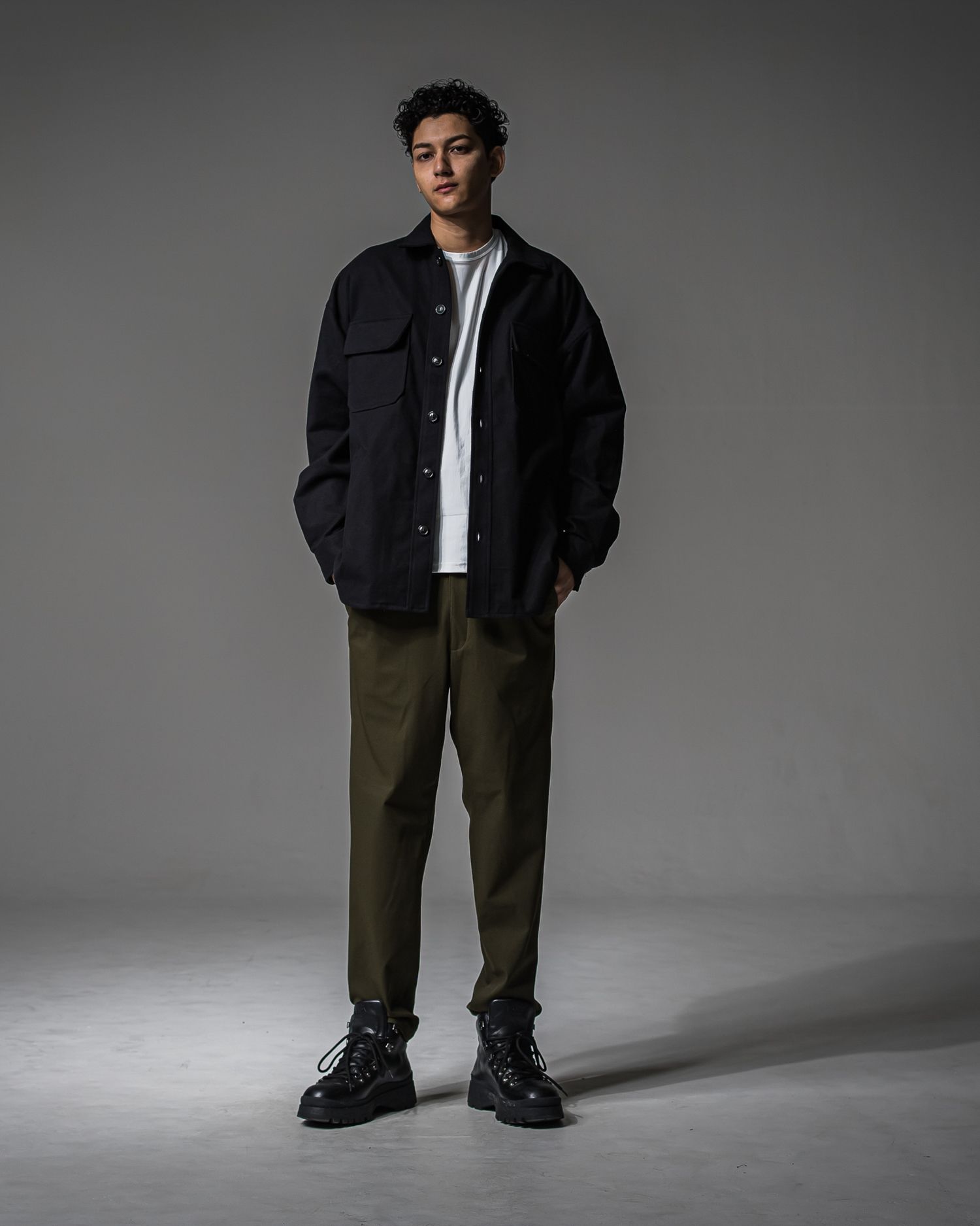 PAT WIDE EASY PANTS / RC37-ST-036BN / ワイドテーパードパンツ / オックス カーキ
