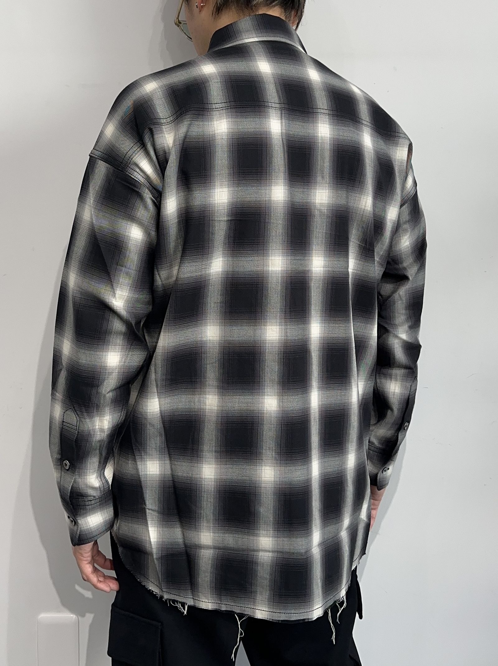 OVER GOWN CHECK SHIRTS / RC33-SH-003 / オーバーガウンチェックシャツ / ブラック
