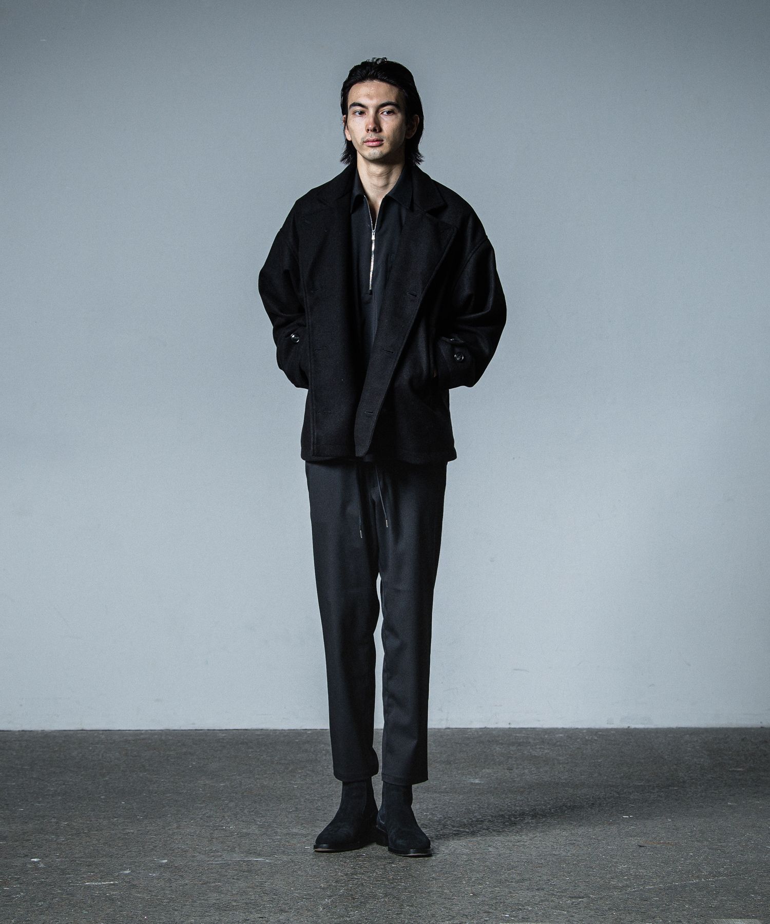 PAT WIDE EASY PANTS / RC33-ST-036BN / ワイドテーパードパンツ / ブラック