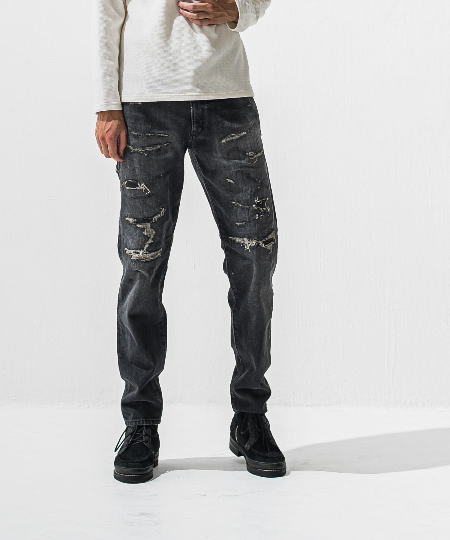 SCOTT JEANSS / RC42-ST-006 / レギュラーテーパードデニムパンツ / ブラックユーズド (12月中旬入荷予定)