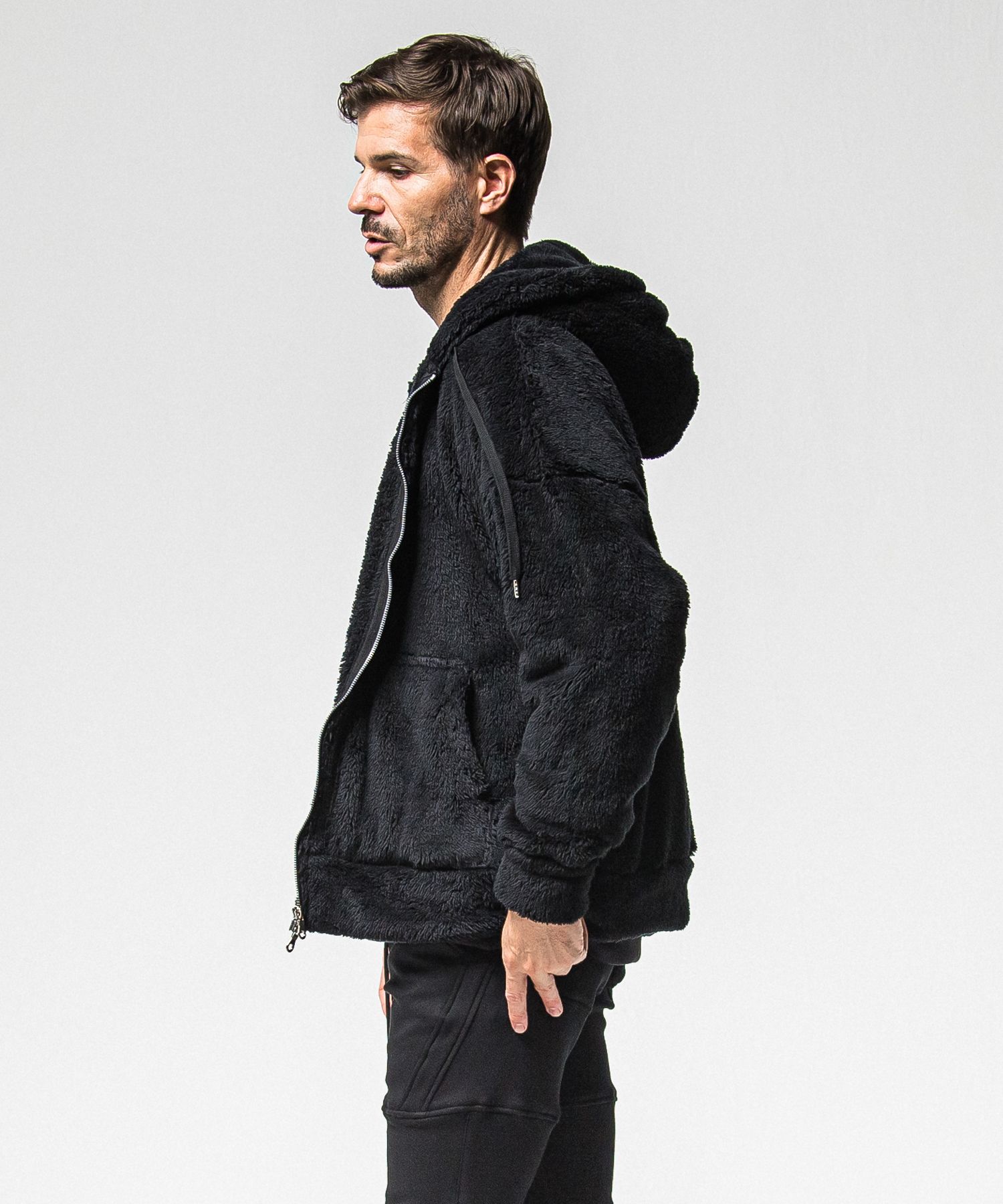 BOA ZIP LOOSE HOODIE / RC38-C-007 / ボアジップパーカー / ブラック (11月中旬入荷予定)