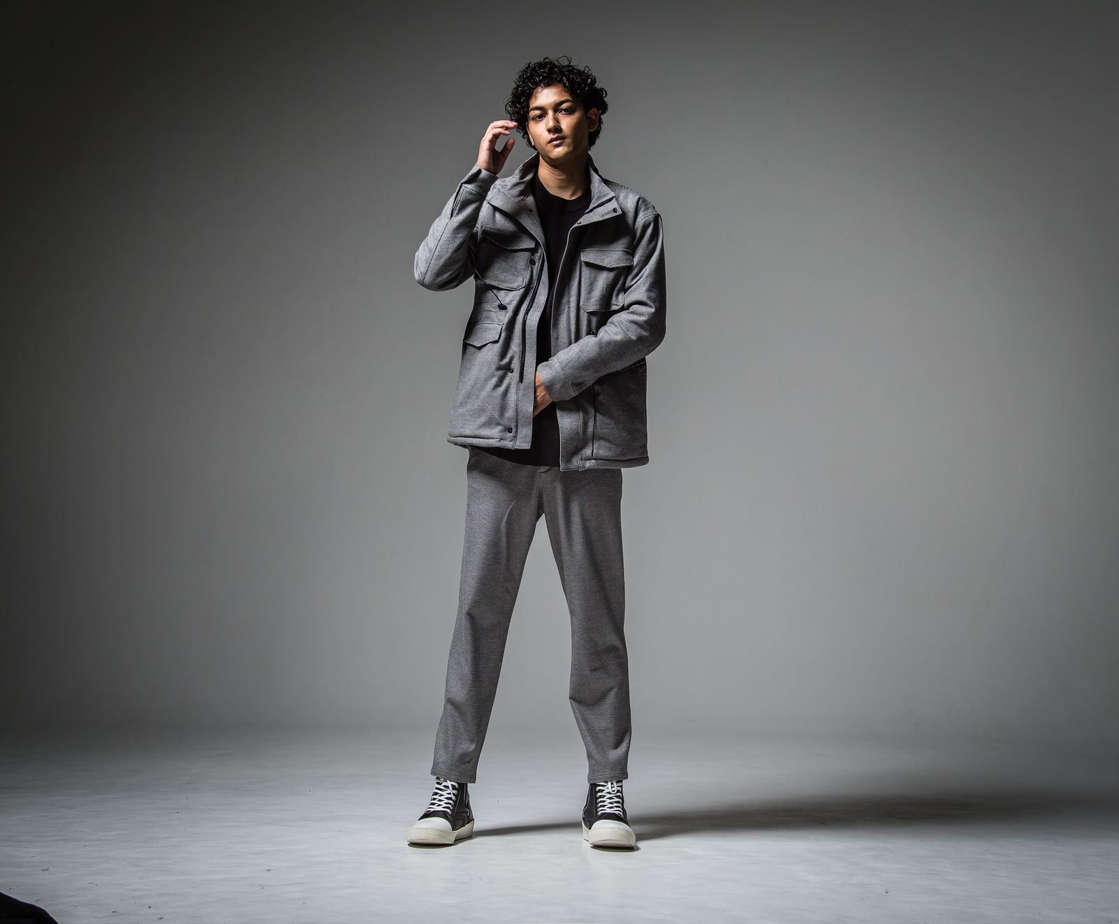 PAT WIDE EASY PANTS / RC30-ST-036 / ベルト付きテーパードワイドパンツ / 千鳥柄