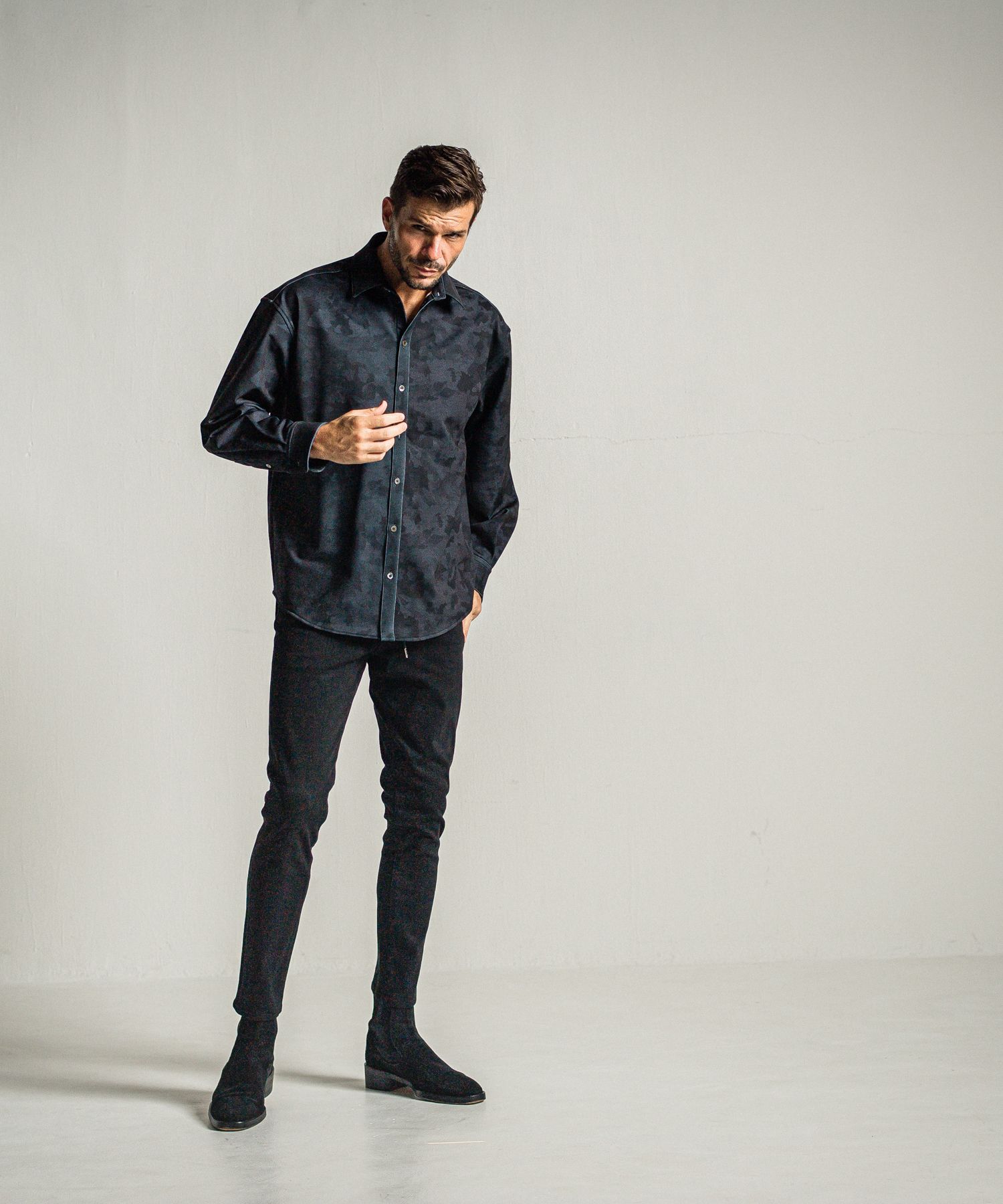 JERSEY JACK SHIRT / RC34-SH-001 / 裏起毛オーバーサイズシャツ / ブラックカモフラ