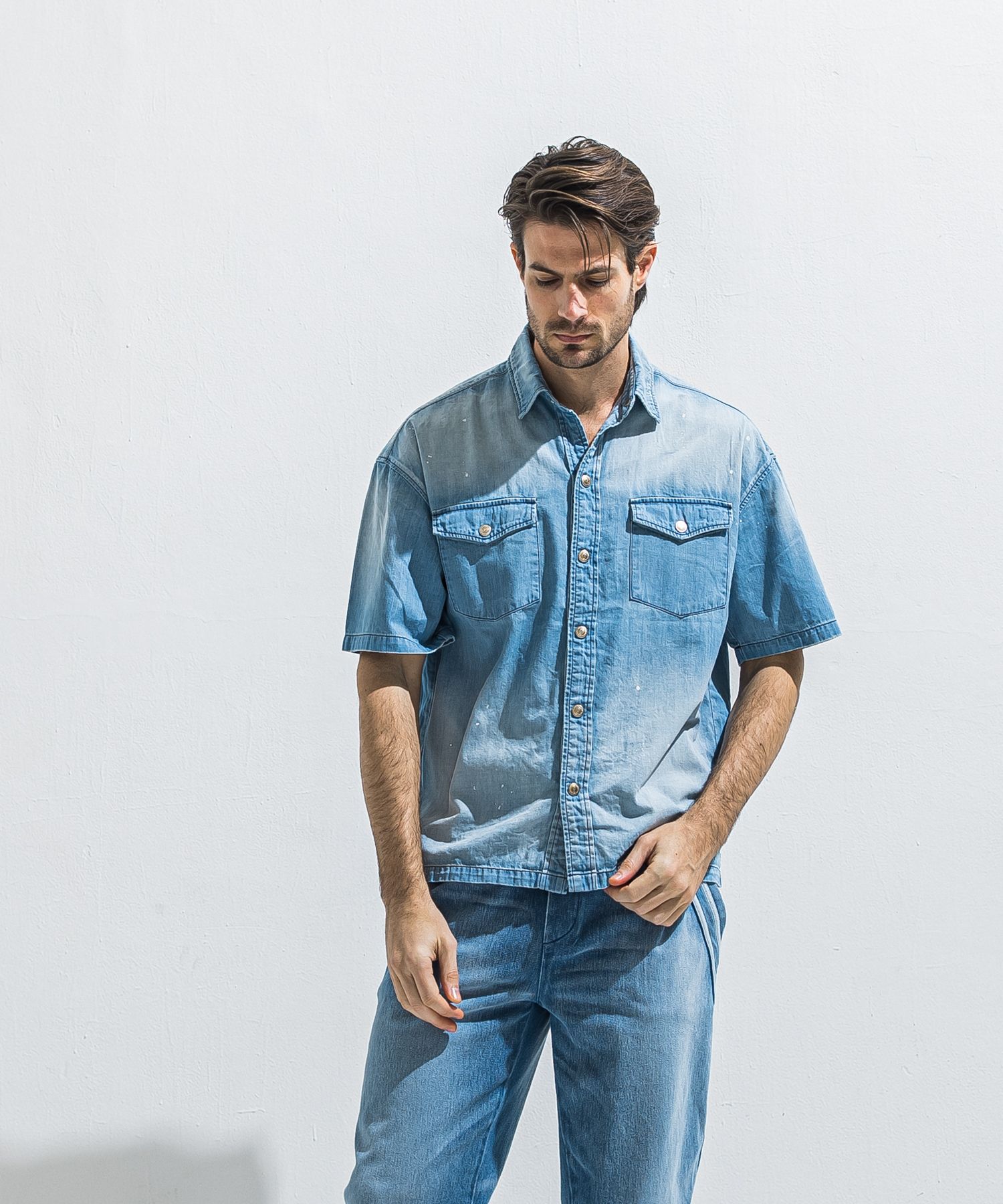 HALF DENIM SHIRTS / RC40-SH-002 / デニム半袖シャツ / ライトインディゴ (6月上旬入荷予定)
