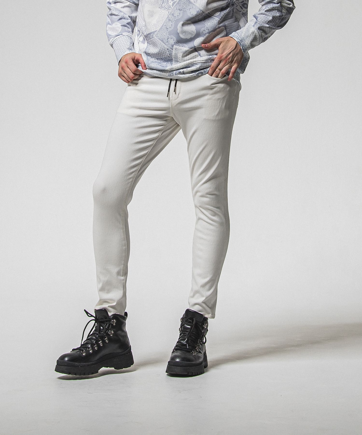 MICK DENIM JERSEY / BASIC-ST-020 / デニムジャージテーパードパンツ / ホワイト (12月上旬入荷予定)