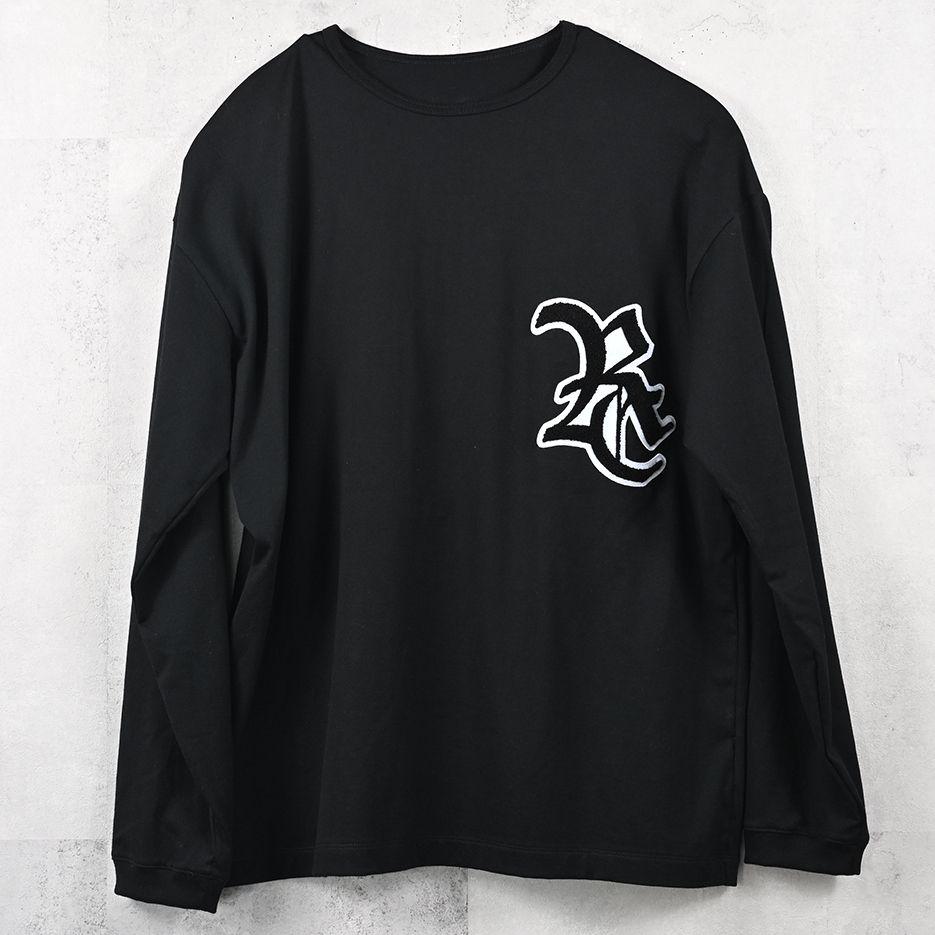 RC OVER LONGSLEEVE TEE / RC41-T-001 / オーバーサイズ長袖RCロゴワッペンTシャツ / ブラック×ホワイト (7月中旬入荷予定)