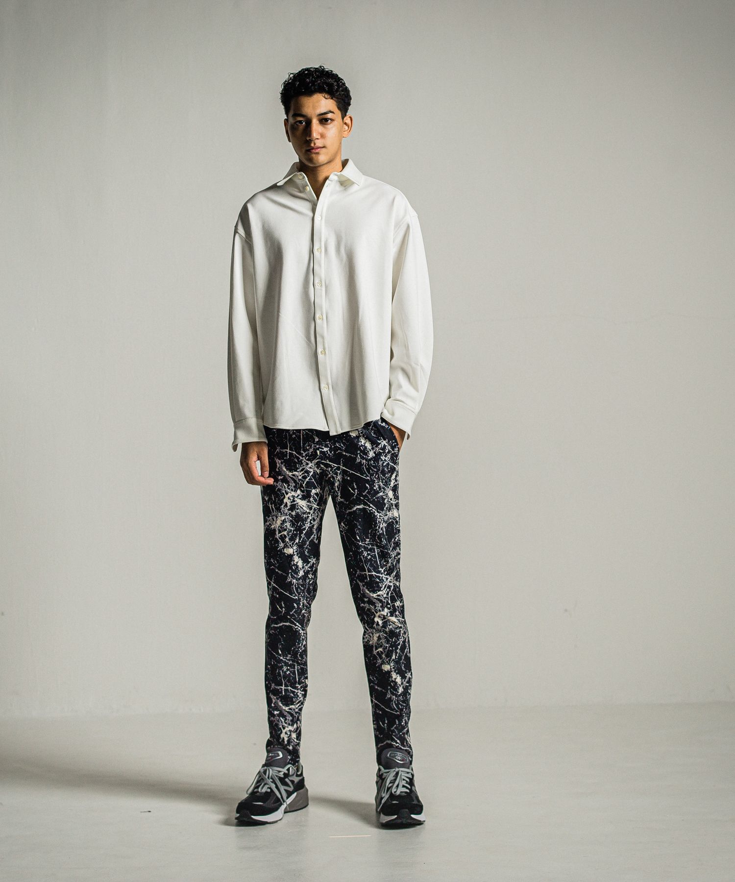 CHRIS EASY PANTS / RC34-ST-016 / ペイント柄イーシーパンツ / ブラック