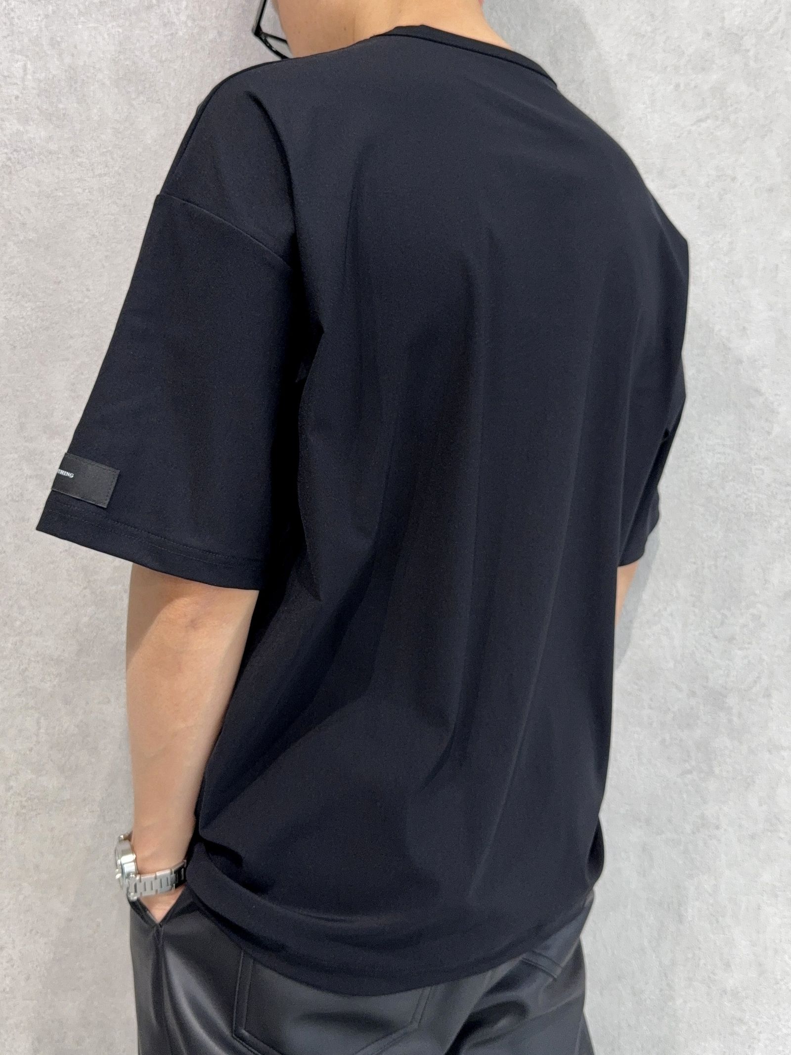 LEATHER POCKET OVER NYLON T / RC39-T-005 / レザーポケットナイロンビッグTシャツ / ブラック