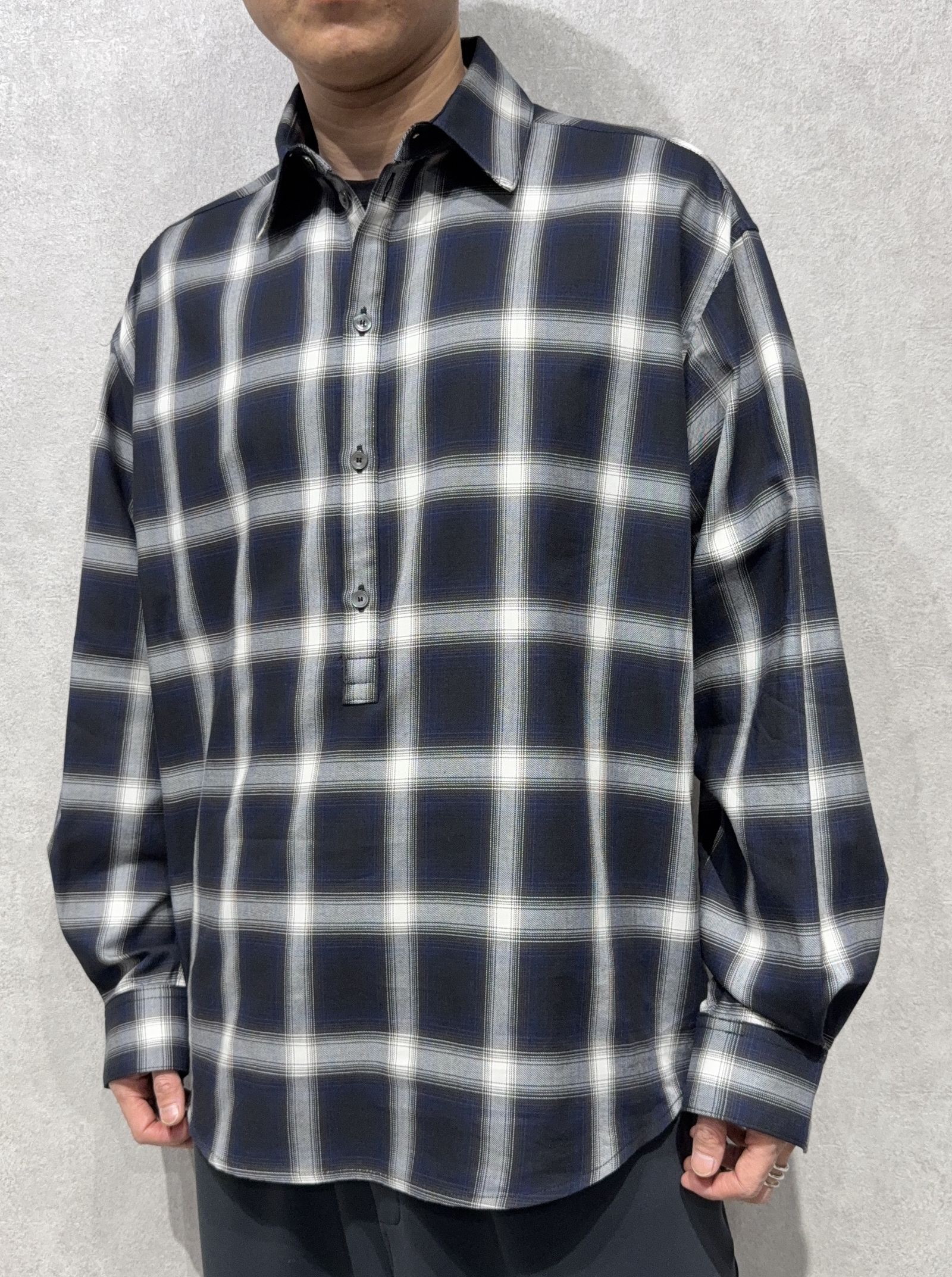 PULL JACK SHIRT / RC39-SH-003 / プルオーバーチェックシャツ / ネイビー