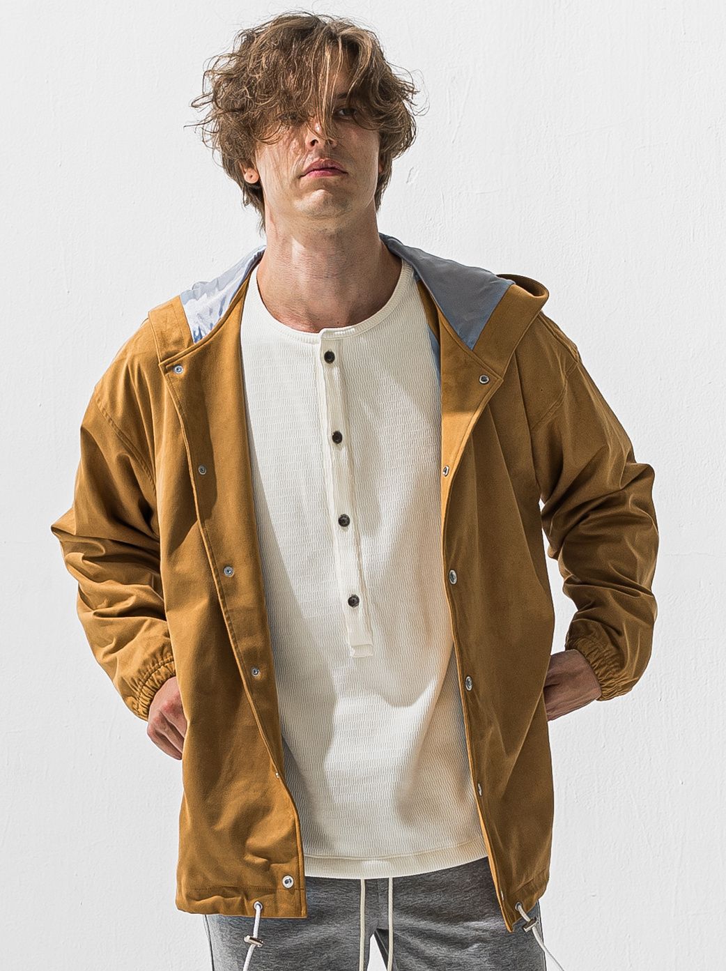 SUEDE COACH HOODIE / RC42-JK-003 / スエードコーチパーカー / ベージュ (12月中旬入荷予定)