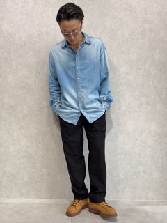 新作裏起毛ワイドラインパンツに愛用デニムシャツ