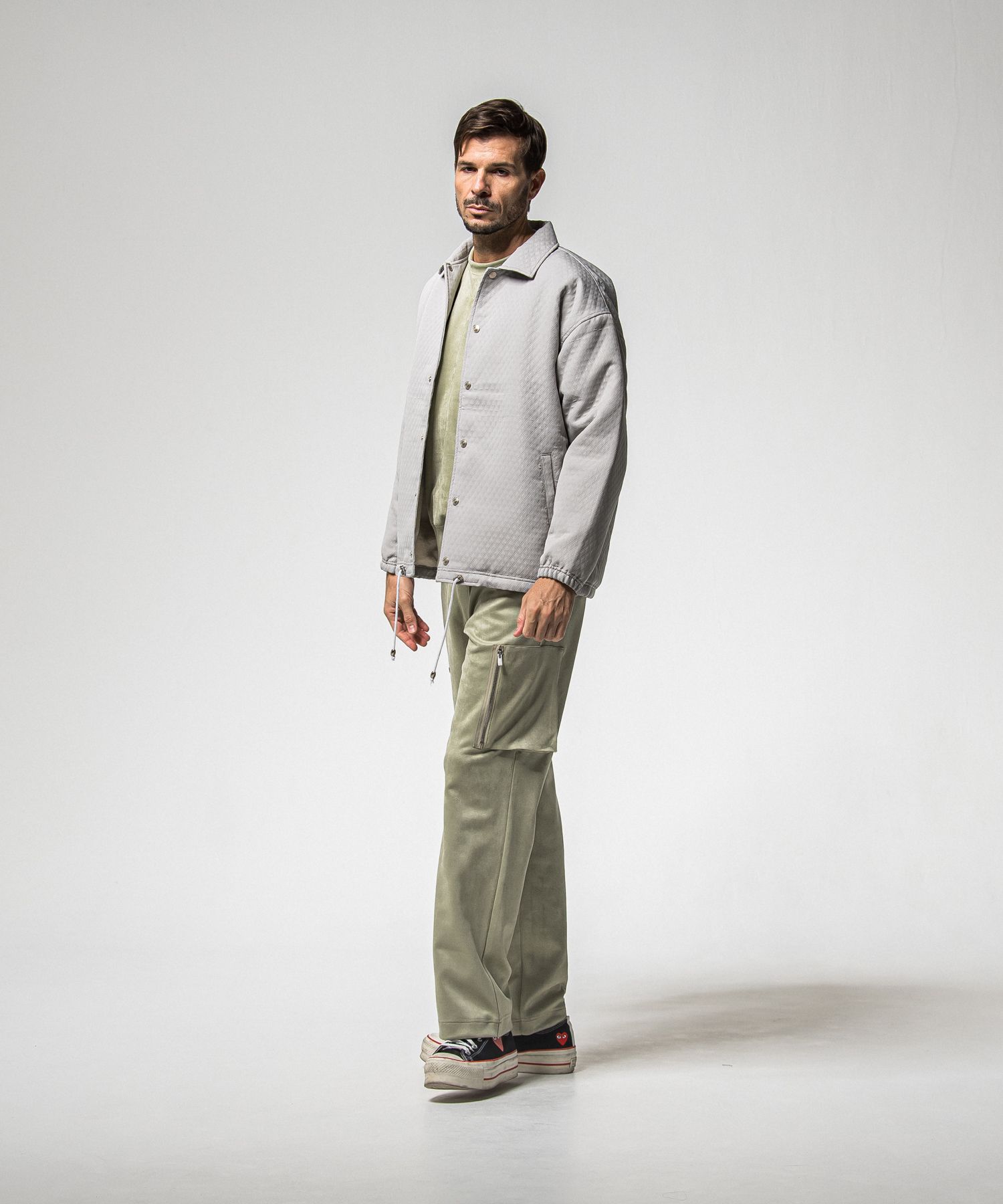 DAVID CARGO PANTS / RC38-ST-040 / スエードワイドカーゴパンツ / カーキ (1月上旬入荷予定)