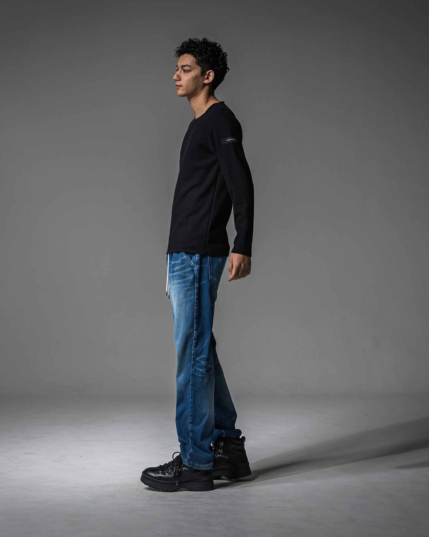CUTOFF RAIL LONGSLEEVE / RC37-C-001 / レールカットソー / ブラック (9月中旬入荷予定)