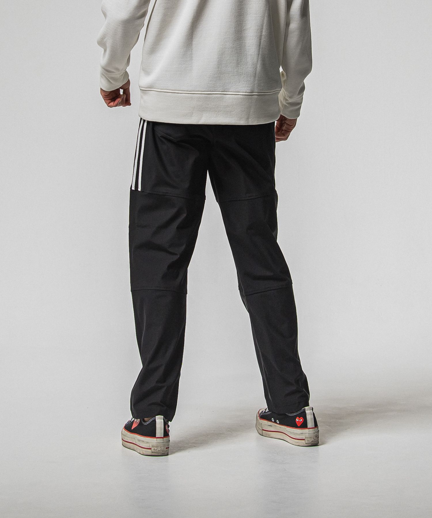 JOHNSON LINE HEAT WIDE TUCK PANTS / RC38-ST-009HWT / 裏起毛ジョンソンラインワイドタックパンツ / ブラック×ホワイト (10月下旬入荷予定)