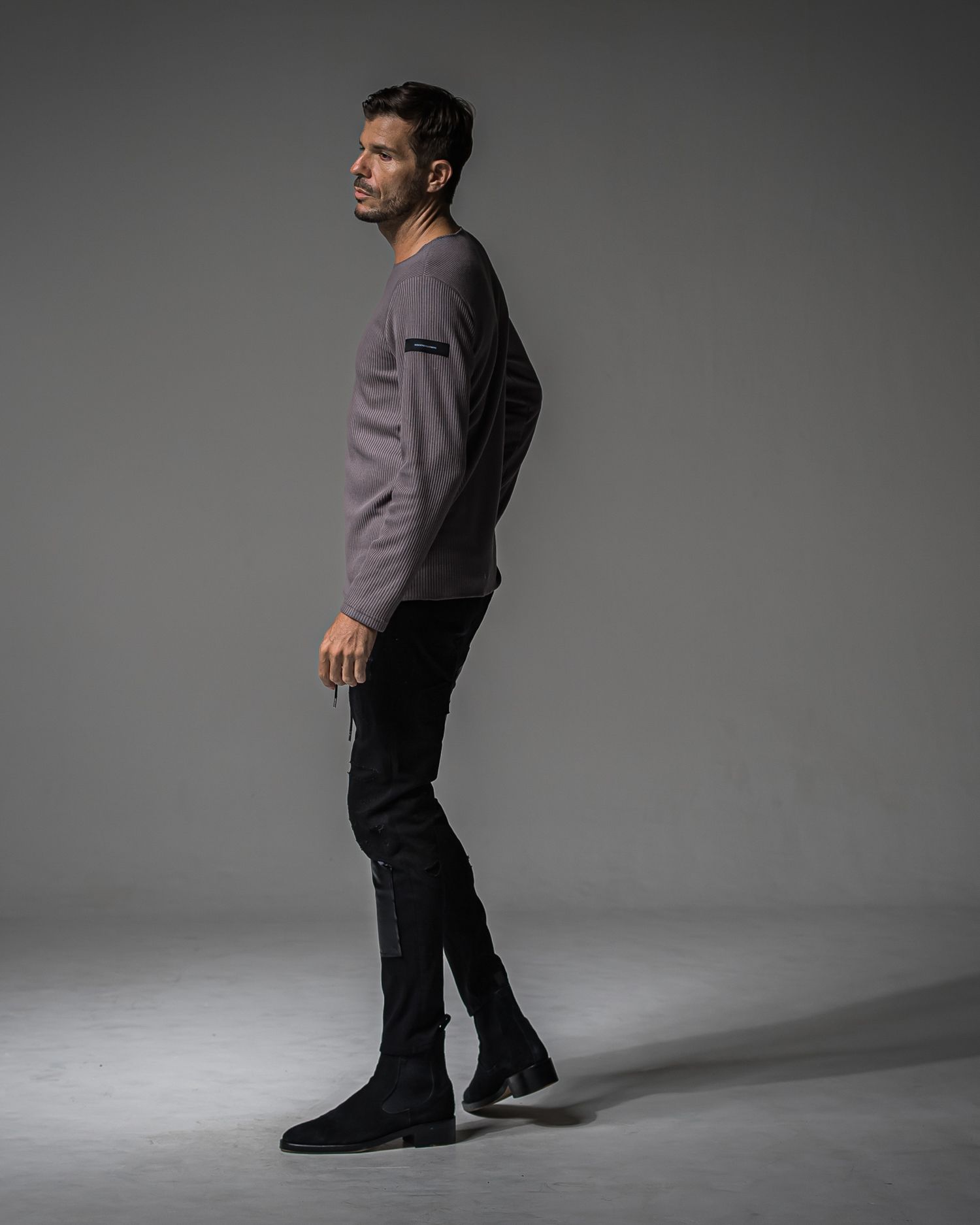 MICK DENIM JERSEY / BASIC-ST-020 / デニムジャージテーパードパンツ / ブラックリメイク (9月上旬入荷予定)
