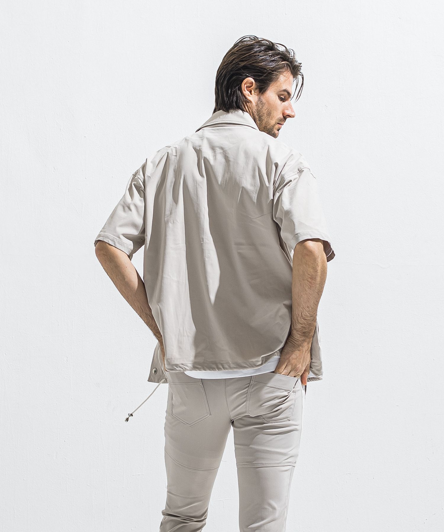 NYLON HALF COACH JACKET / RC40-C-002 / 半袖ナイロンコーチジャケット / グレージュ (5月中旬入荷予定)