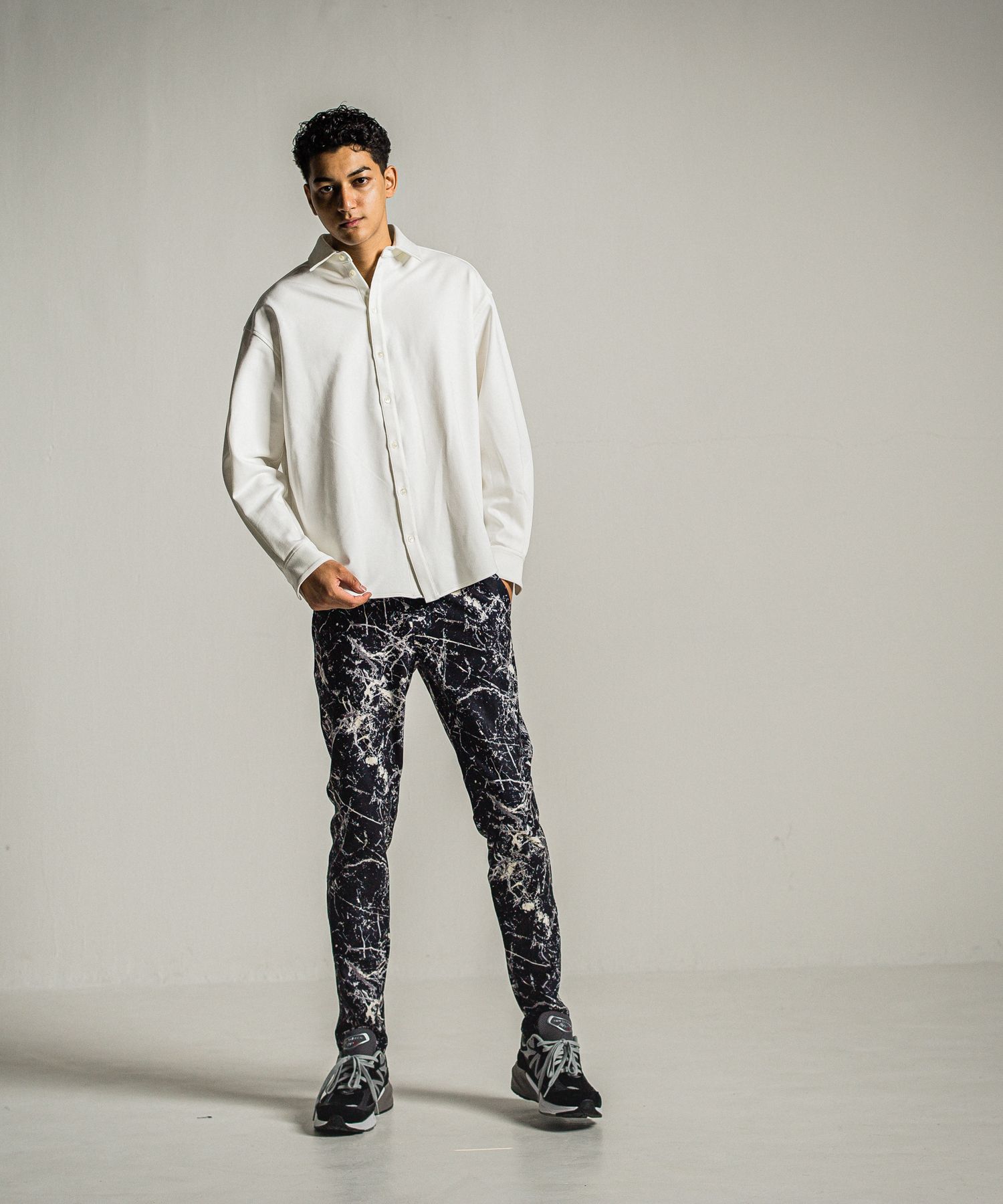 CHRIS EASY PANTS / RC34-ST-016 / ペイント柄イーシーパンツ / ブラック
