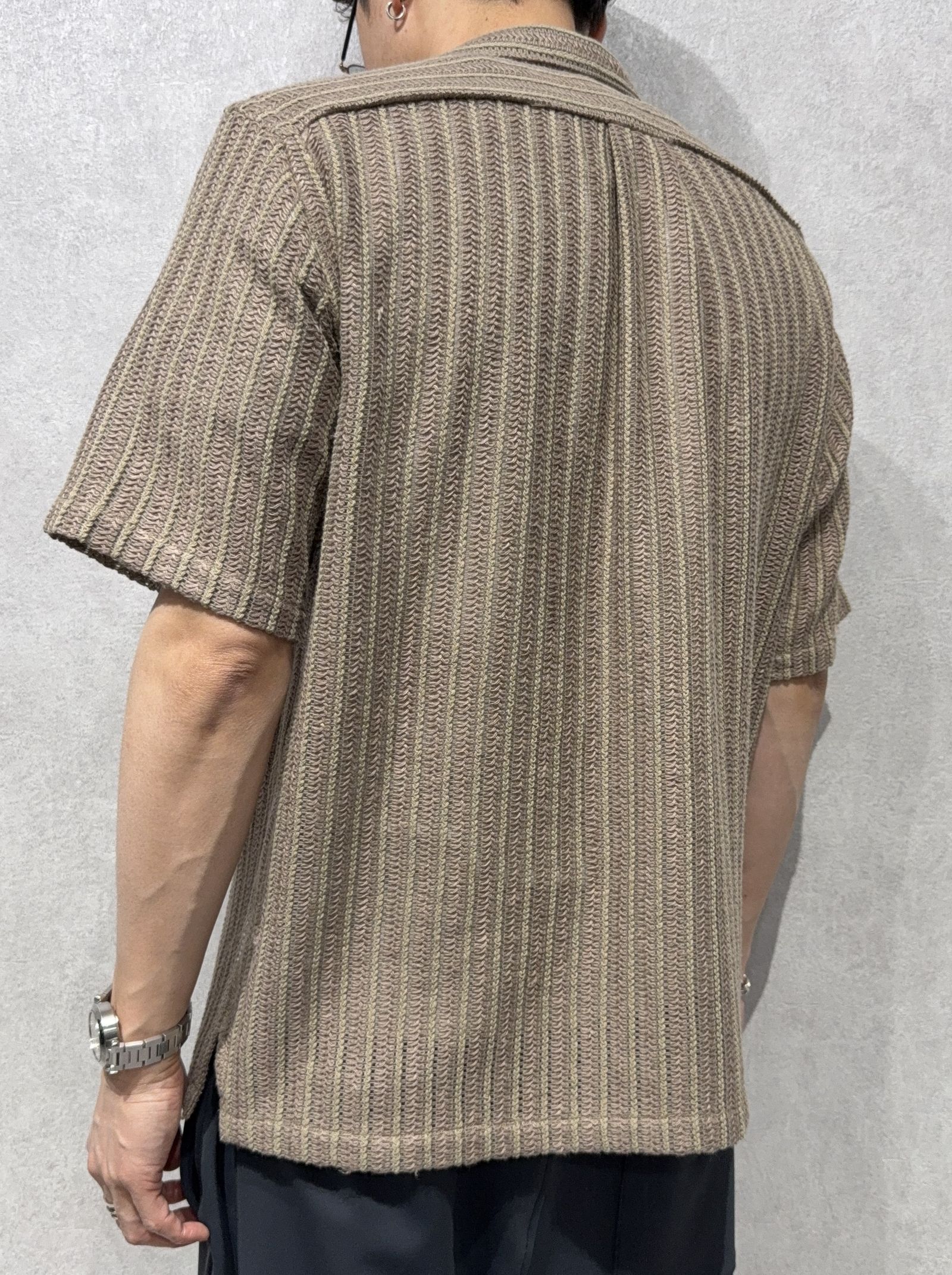 RUSSEL SHIRTS / DP1-SH-004 / ラッセル織り半袖シャツ / ブラウン