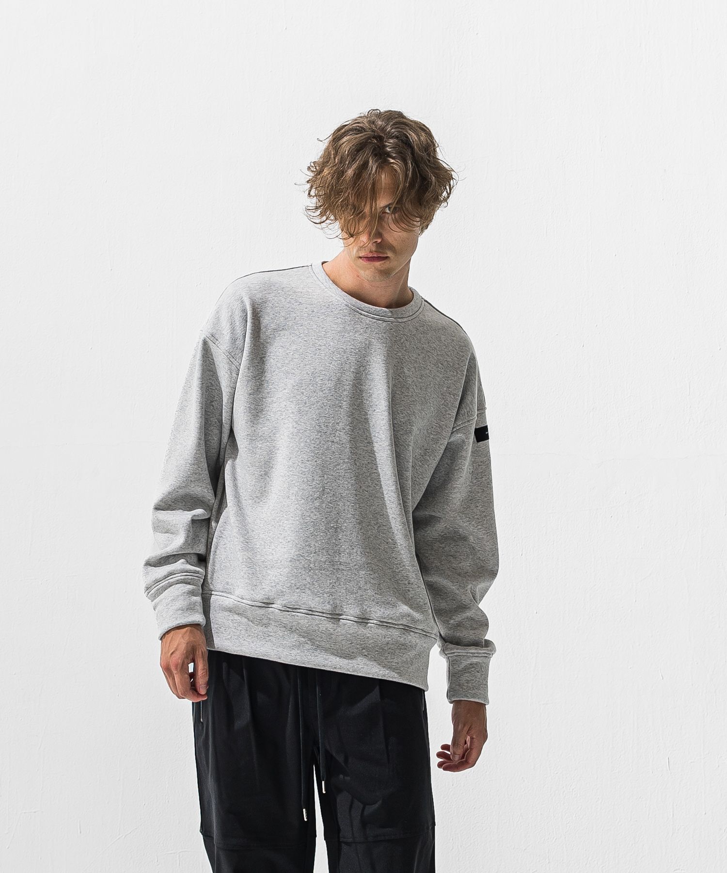 PIN ST RC VELOURS FLEECE DROP TRAINER / RC42-C-006 / 裏起毛バックロゴトレーナー / グレー (11月上旬入荷予定)