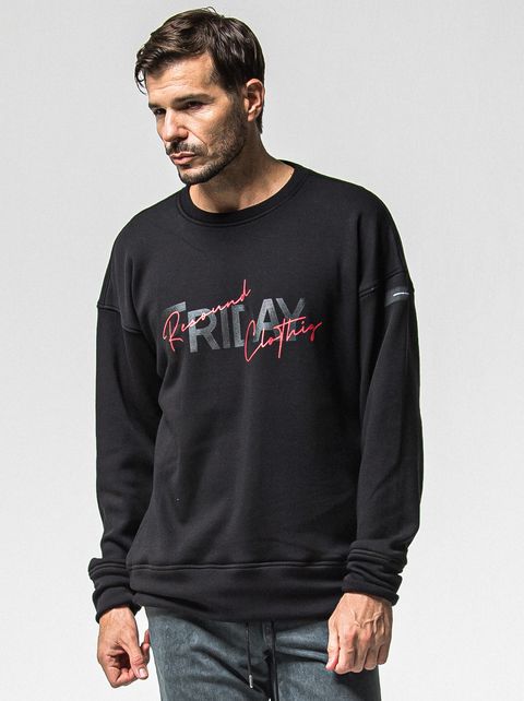 【FRIDAYコラボ】 FRIDAY OLD LOGO VELOURS FLEECE TRAINER / RCF1-C-003 / 裏起毛FRIDAYオールドロゴトレーナー / ブラック (11月上旬入荷予定)
