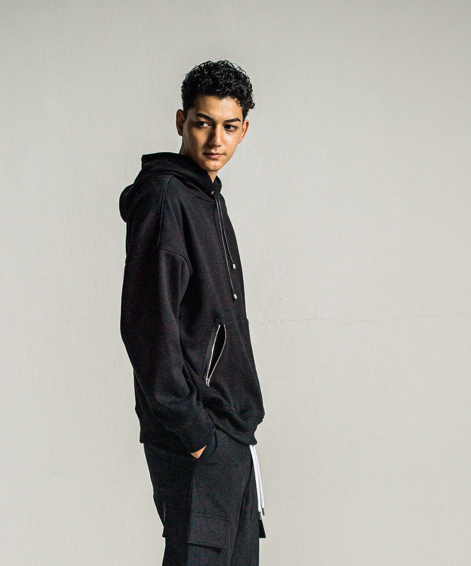 SHAGGY FLEECE THERMAL PULLOVER HOODIE / RC34-C-003 / 裏起毛サーマルパーカー / ブラック