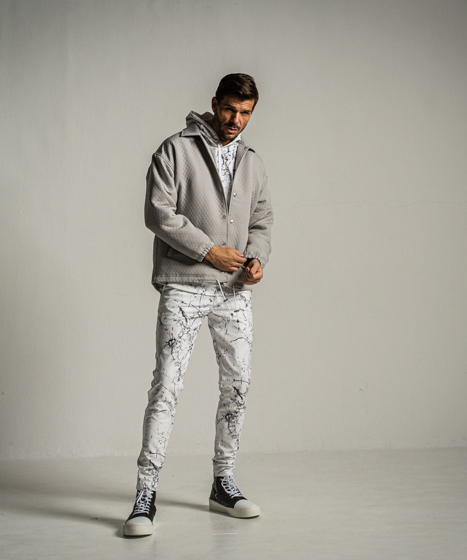 CHRIS EASY PANTS / RC34-ST-016 / ペイント柄イーシーパンツ / グレー