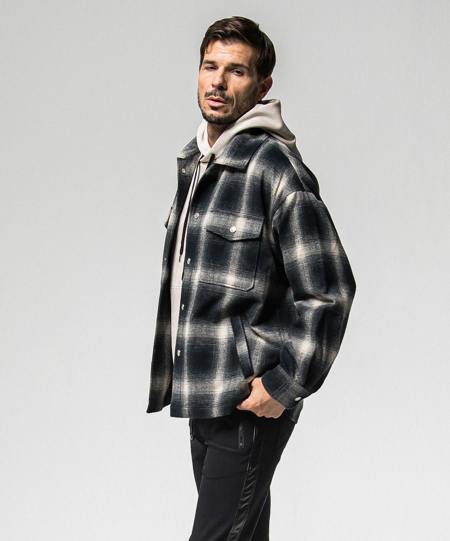 FLANNEL CHECK JK / RC38-JK-007 / フランネルチェックCPOジャケット / ブラック (10月中旬入荷予定)