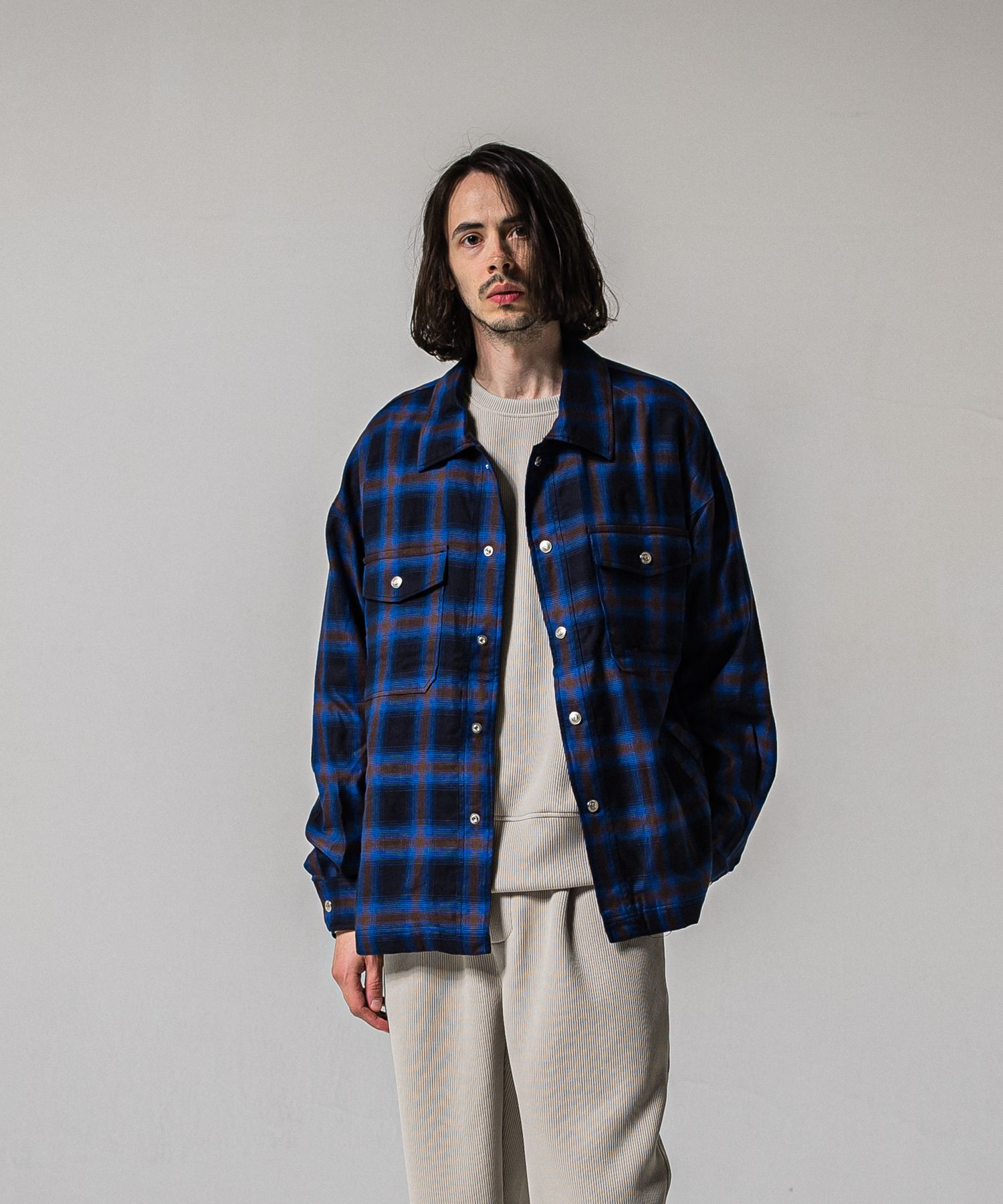50S CHECK JK / RC39-JK-007C / チェックシャツジャケット / ブルー (2月中旬入荷予定)