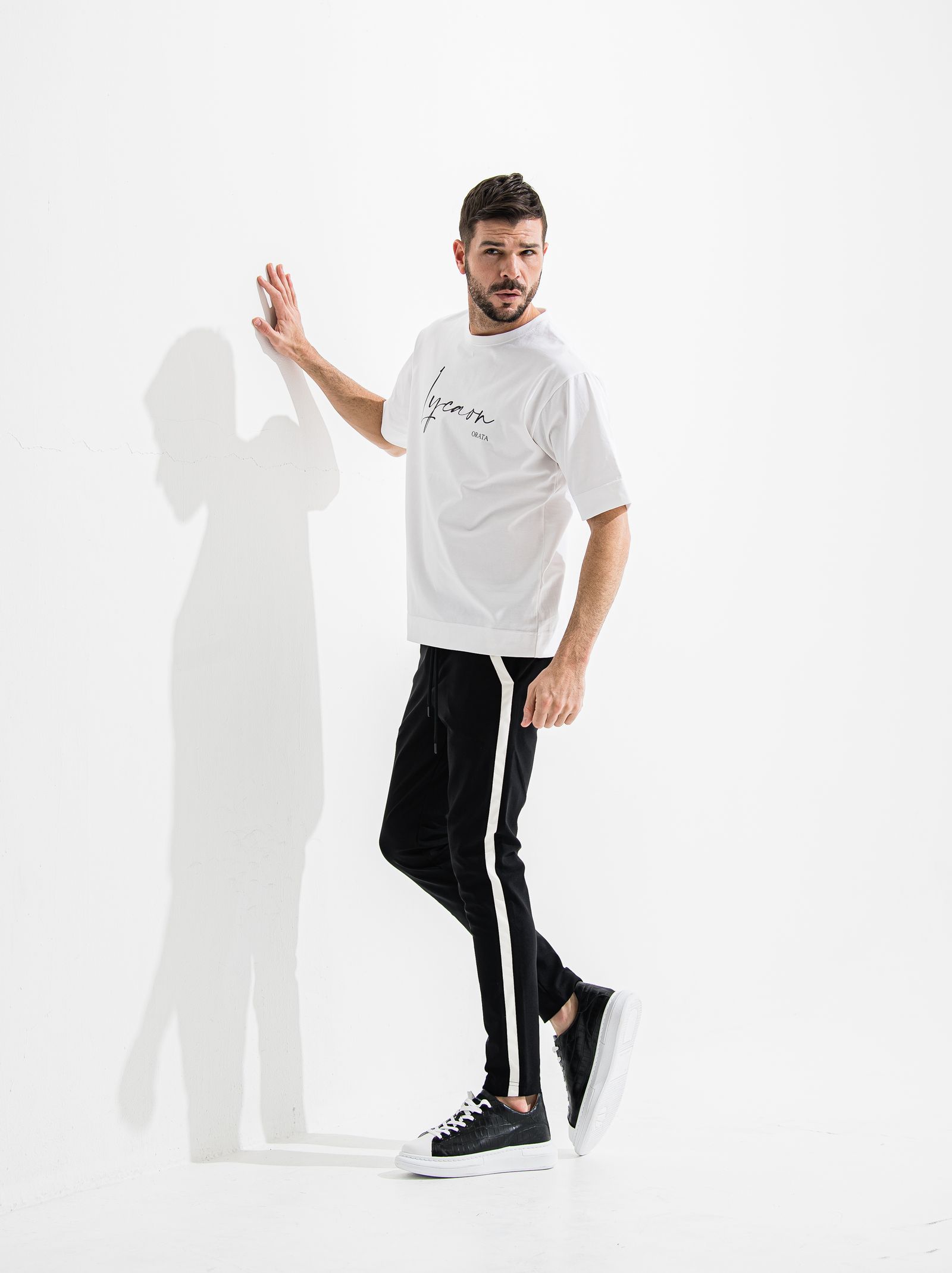 TUXEDO EASY PANTS / OR2-ST-009 / レザーラインイージーパンツ / ブラック×ホワイト (7月中旬入荷予定)