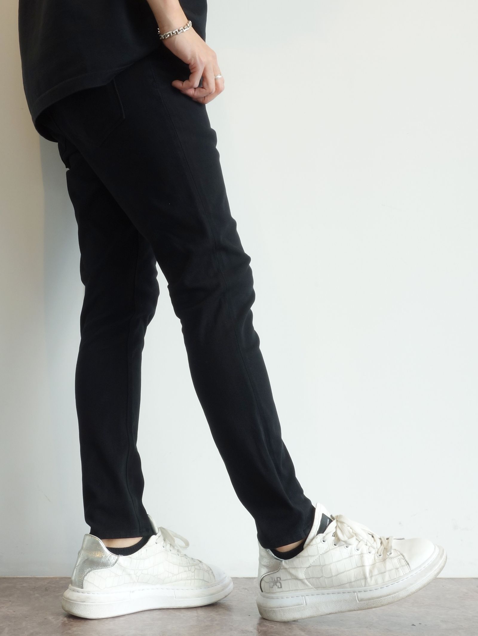MICK DENIM JERSEY / BASIC-ST-020 / デニムジャージテーパードパンツ / ブラック (9月上旬入荷予定)