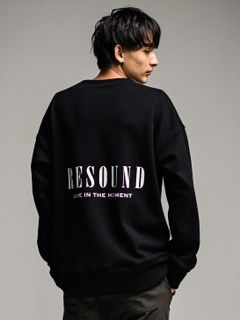 ID BACKROGO VELOURS FLEECE DROP TRAINER / RC26-C-002 / 裏起毛バックロゴトレーナー / ブラック