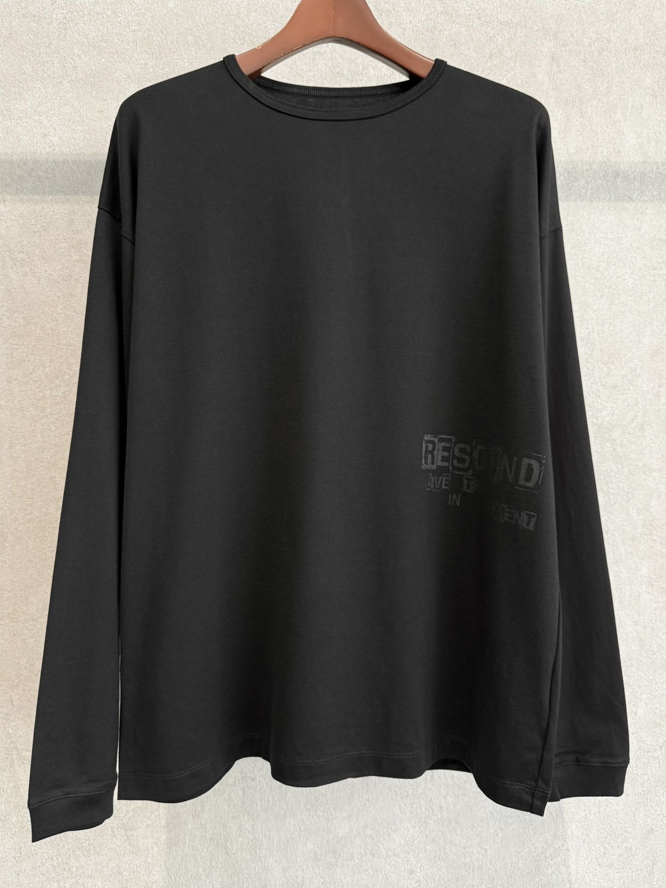 UK OVER LONGSLEEVE TEE / RC41-T-002 / オーバーサイズ長袖ロゴプリントTシャツ / ブラック