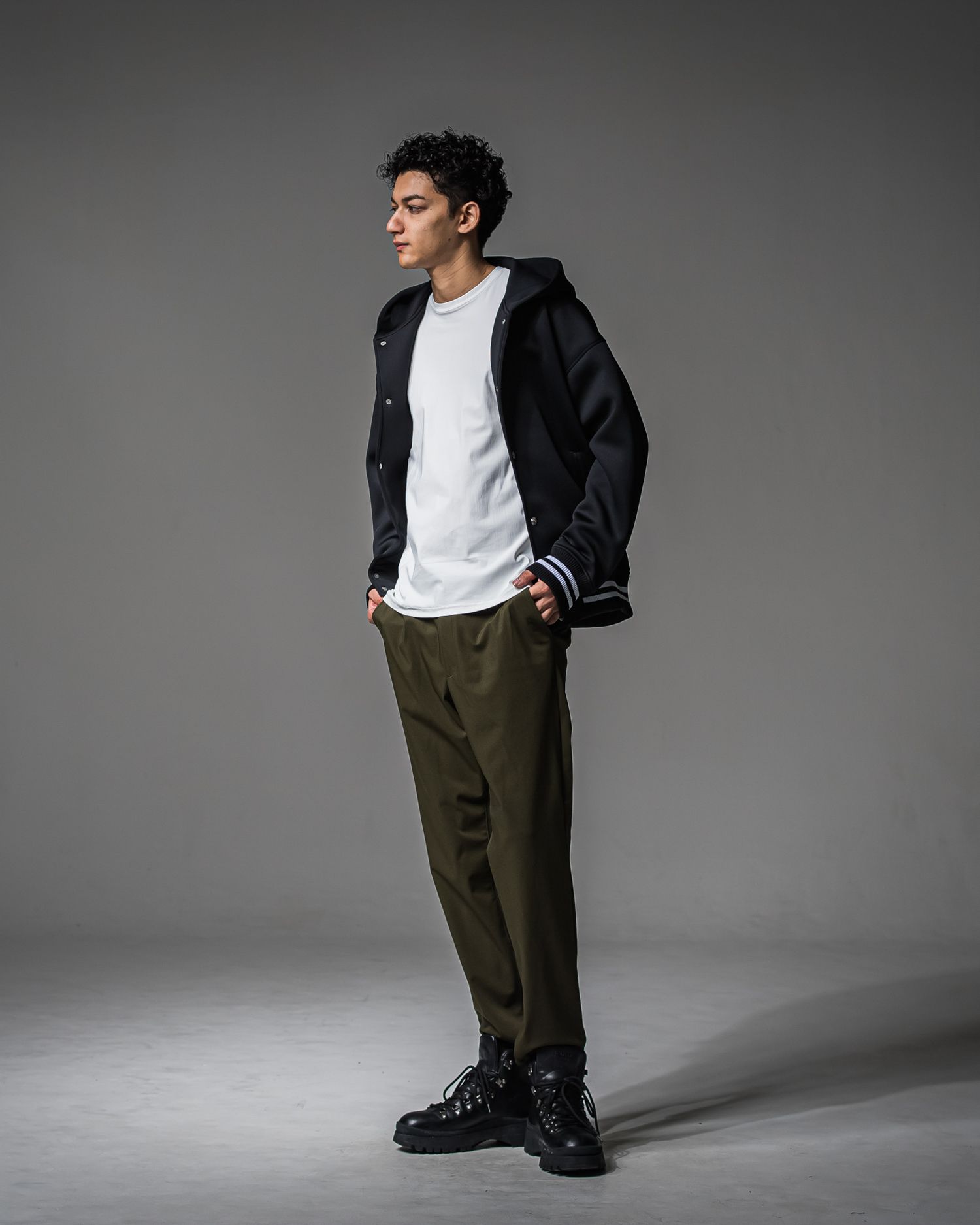 PAT WIDE EASY PANTS / RC37-ST-036BN / ワイドテーパードパンツ / オックス カーキ