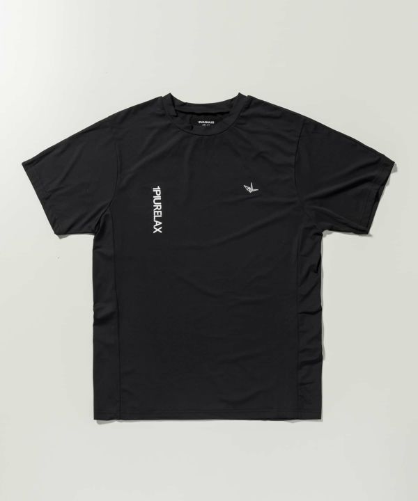 縦ロゴ半袖ナイロンTシャツ / ust-23026 / ブラック