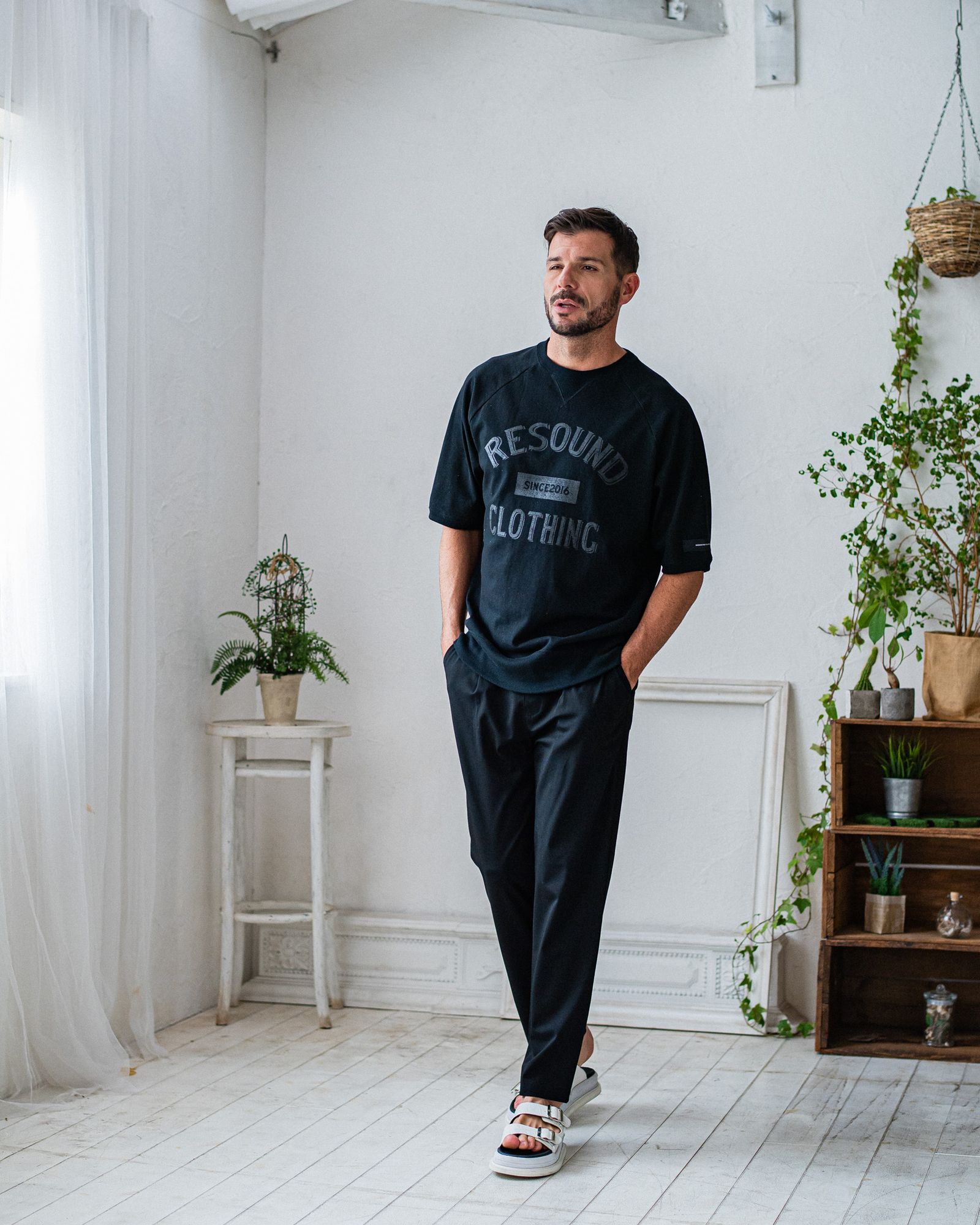 CHRIS EASY WIDE TUCK PANTS / RC32-ST-016WT / ワイドタックパンツ / ブラック