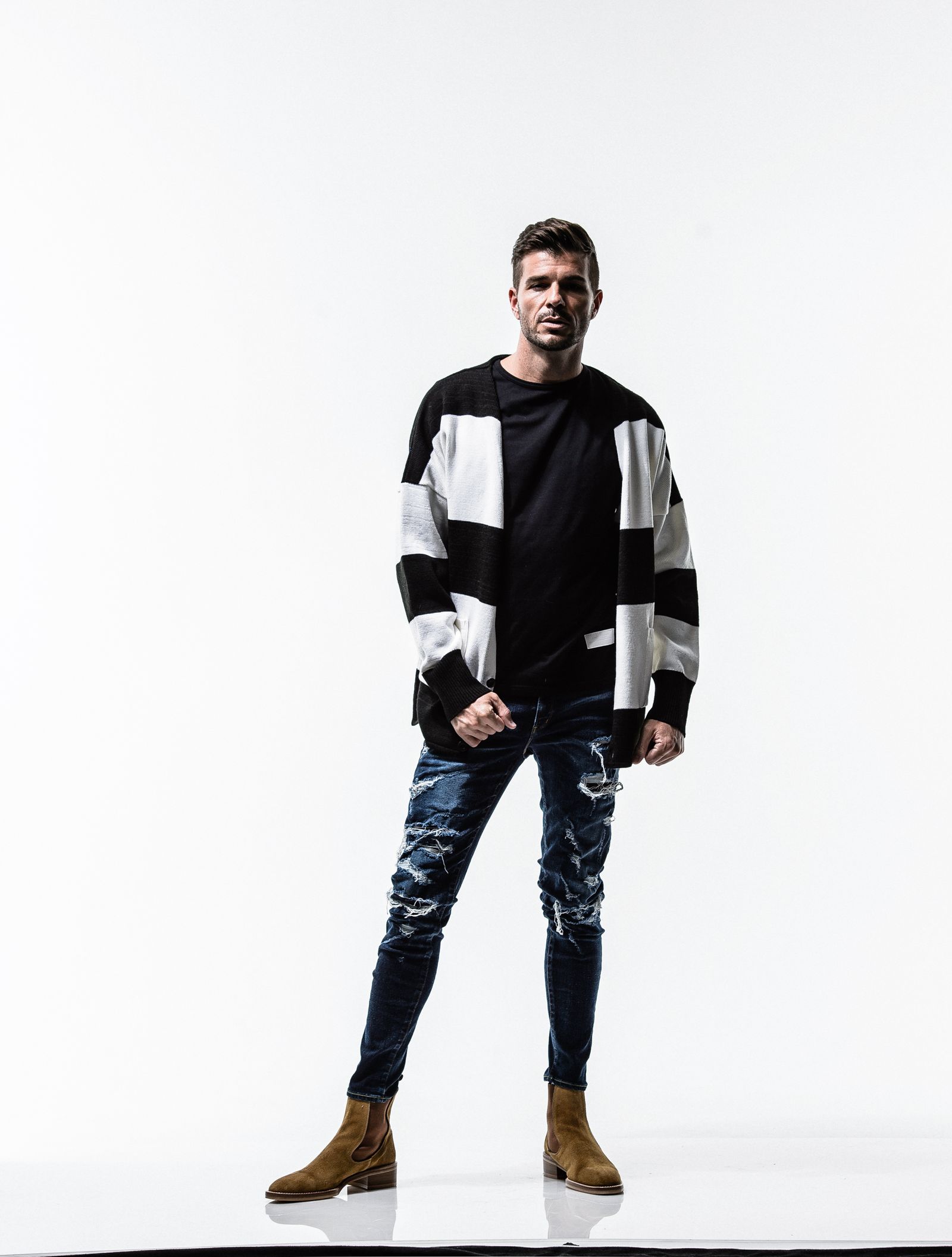 PILE LOOSE CARDIGAN / RC13-K-004 / ボーダーカーディガン