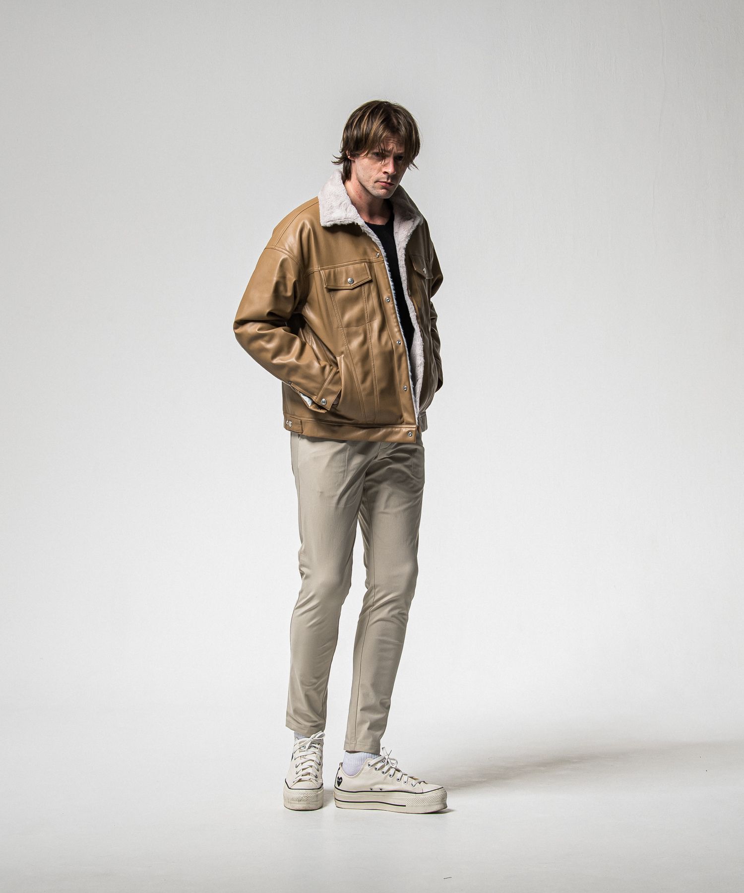 CHRIS EASY HEAT TUCK PANTS / RC38-ST-016HT / 裏起毛ワンタックスラックスイージーパンツ / グレージュ (10月下旬入荷予定)