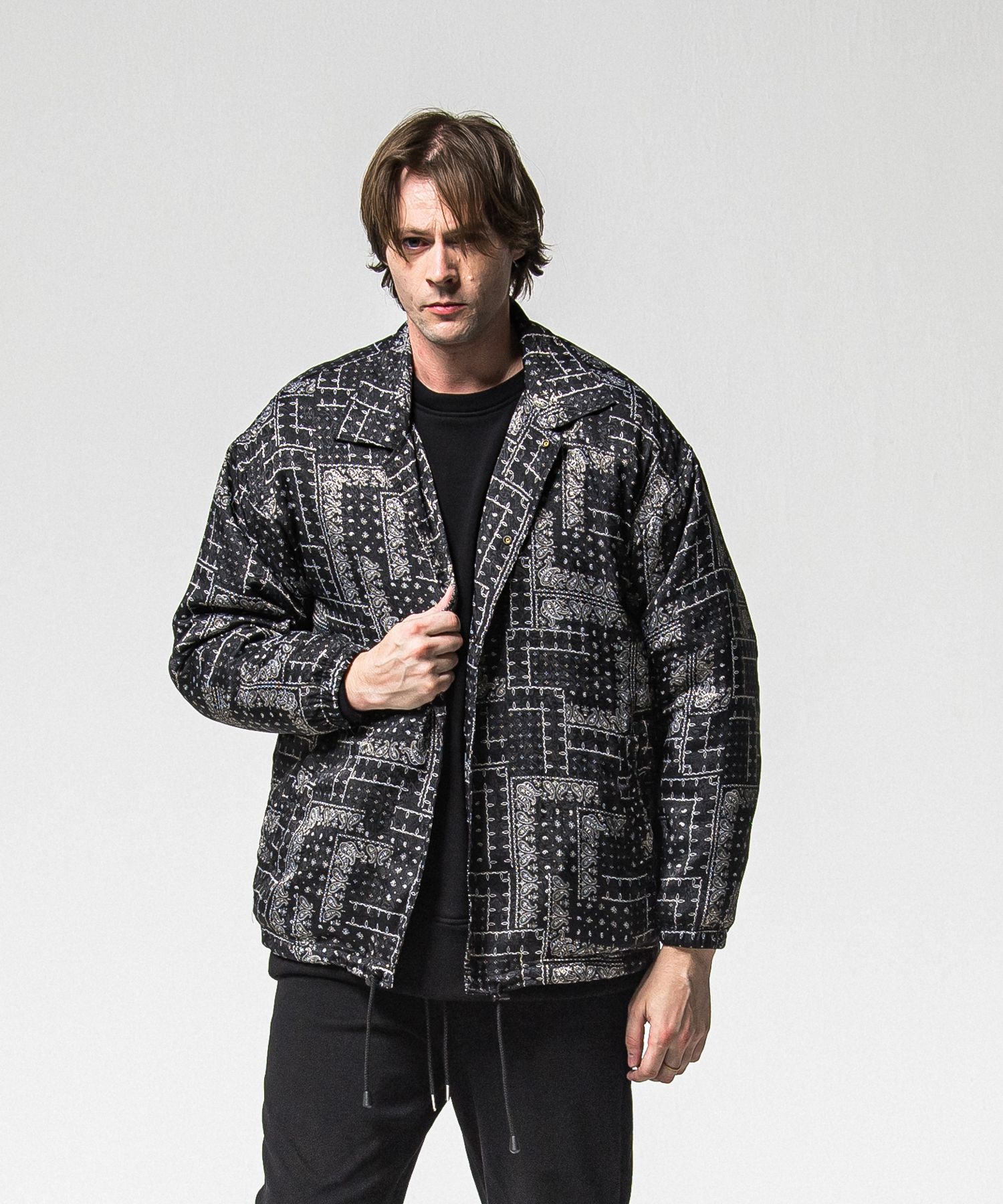 FUR COACH JK / RC38-JK-005 / キルティングファーコーチジャケット / ペイズリーブラック (11月中旬入荷予定)