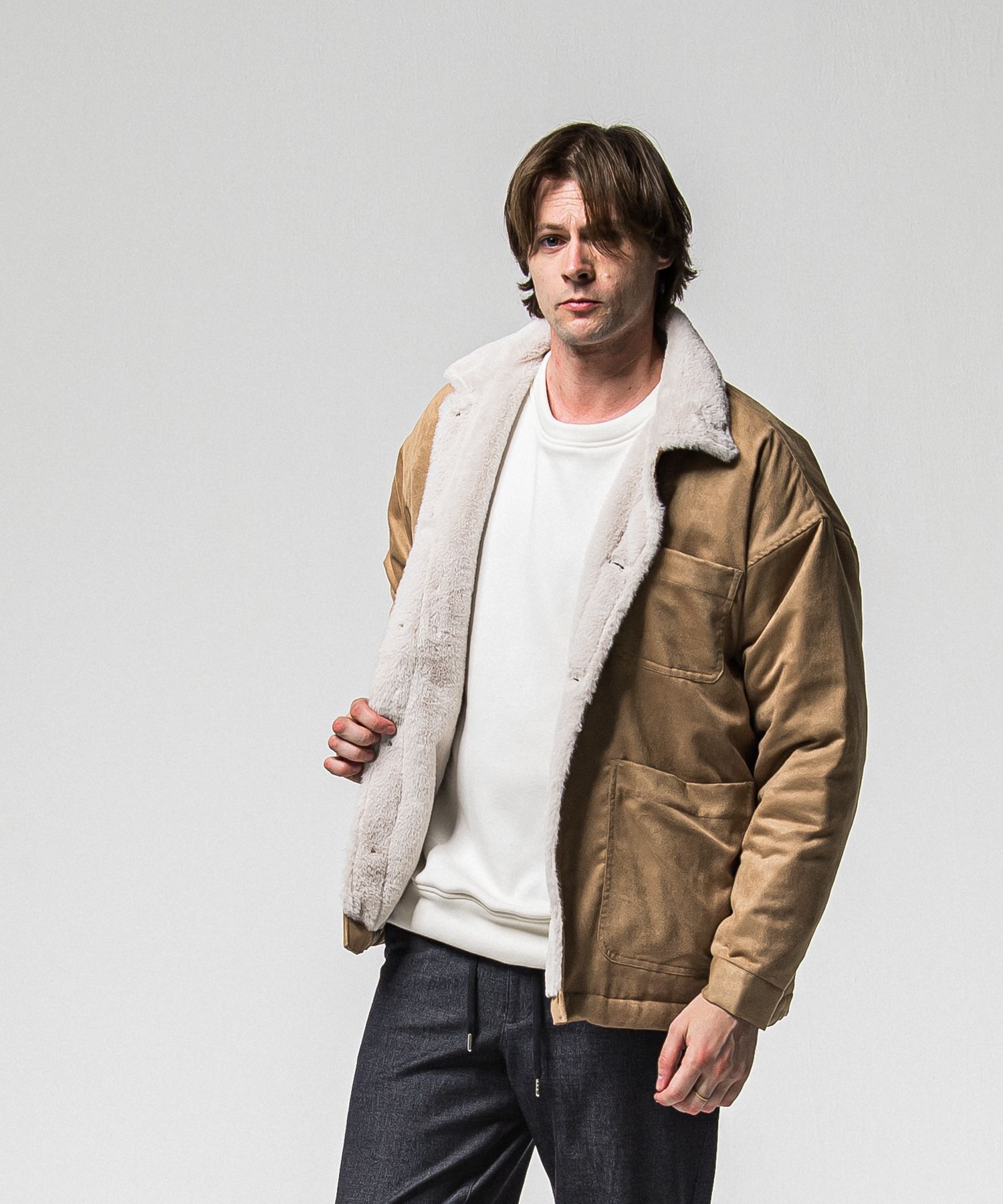 SUEDE FUR CAVER ALL / RC38-JK-003 / スエードファーカバーオール / ブラウン (11月中旬入荷予定)