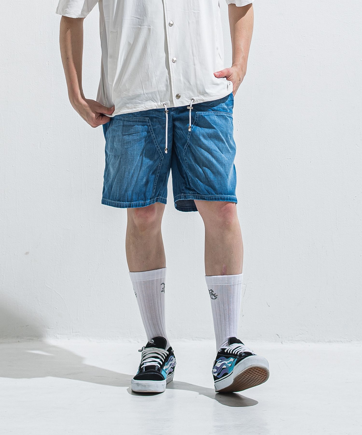 DOUBLE KNEE SHORTS / RC40-HP-007 / ダブルニーデニムハーフパンツ / インディゴユーズド (6月上旬入荷予定)