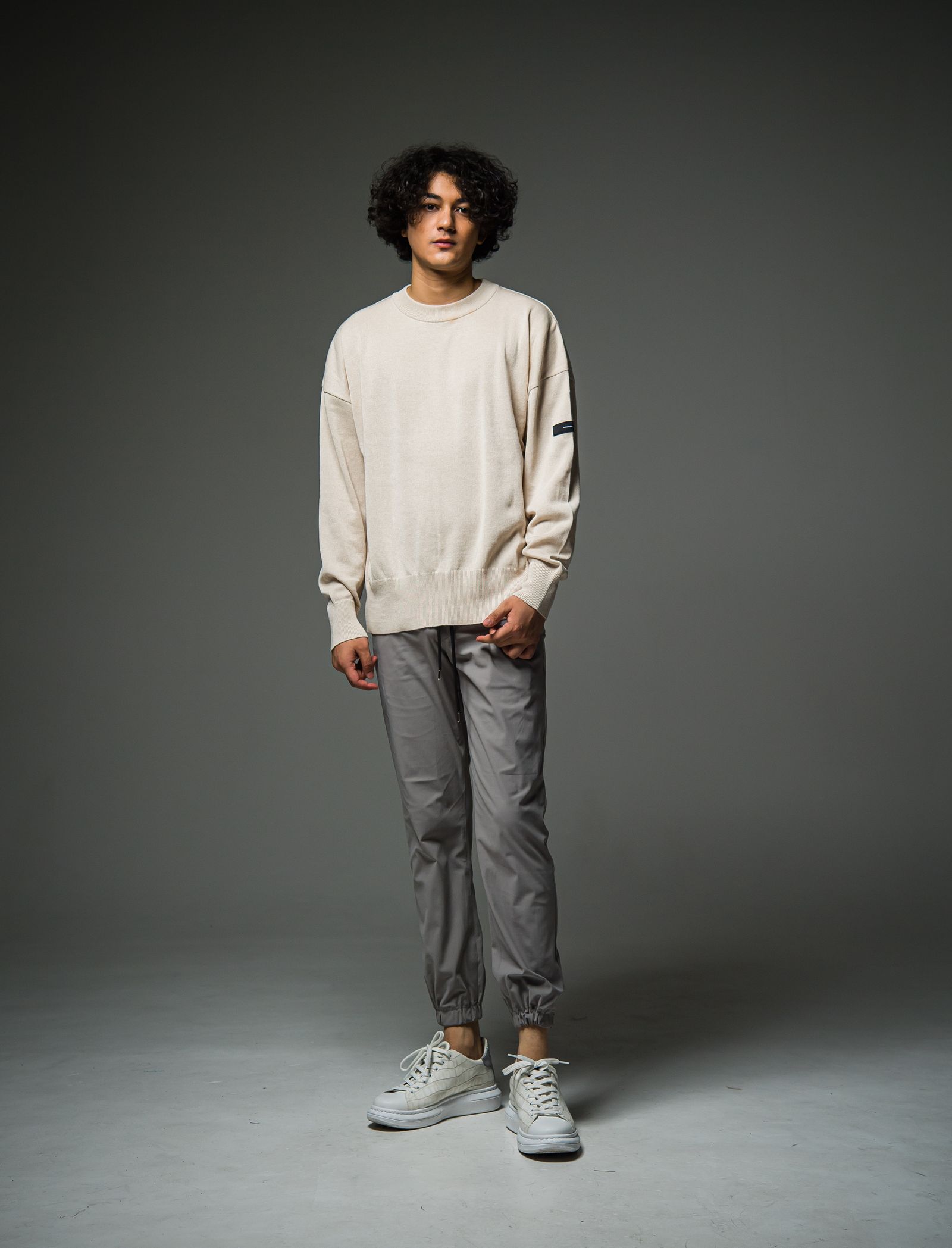 SILK KNT OVER LONG SLEEVE / RC29-K-002 / 無地ルーズコットンニット / ベージュ