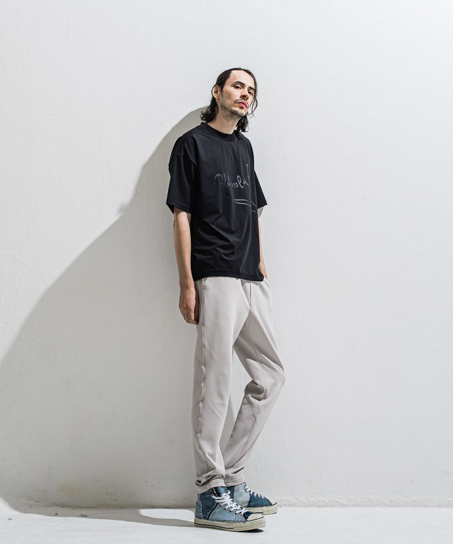 PB SIGN OVER NYLON T / DP1-T-002 / サインプリントナイロンビッグTシャツ / ブラック (4月上旬入荷予定)