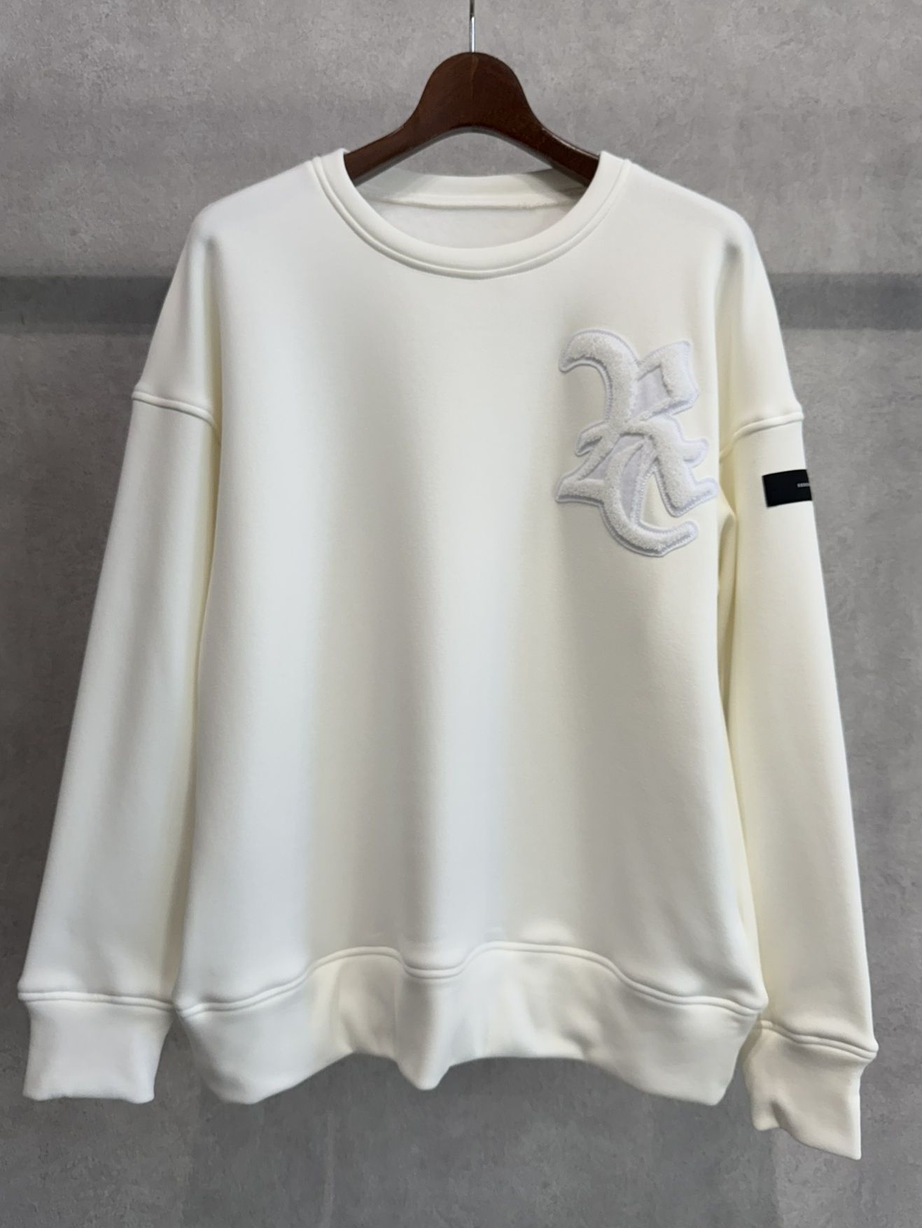 RC CHENILLE VELOURS FLEECE DROP TRAINER / RC38-C-004 / 裏起毛刺繍ワッペントレーナー / ホワイト