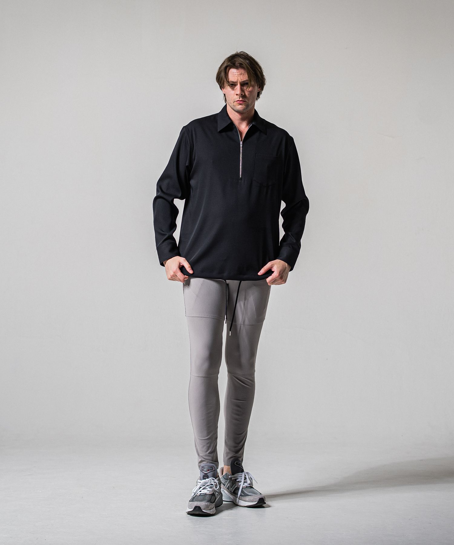 JOHNSON LINE NYLON PT / BASIC-ST-009 / ジョンソンナイロンラインパンツ / グレー×シルバー (3月上旬入荷予定)