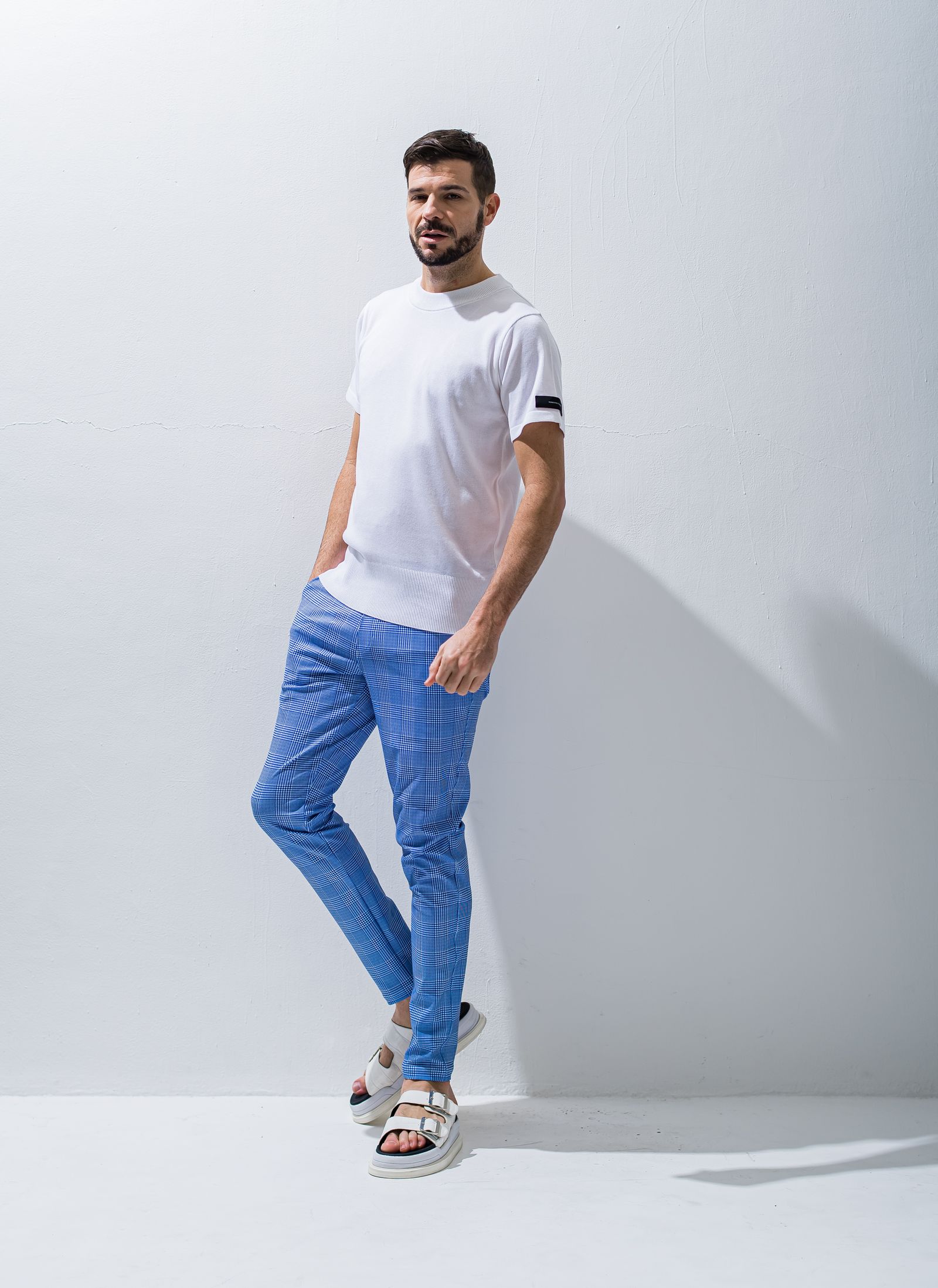 CHRIS EASY CHECK PANTS / RC28-ST-016 / チェックイージーパンツ / グレンチェックブルー