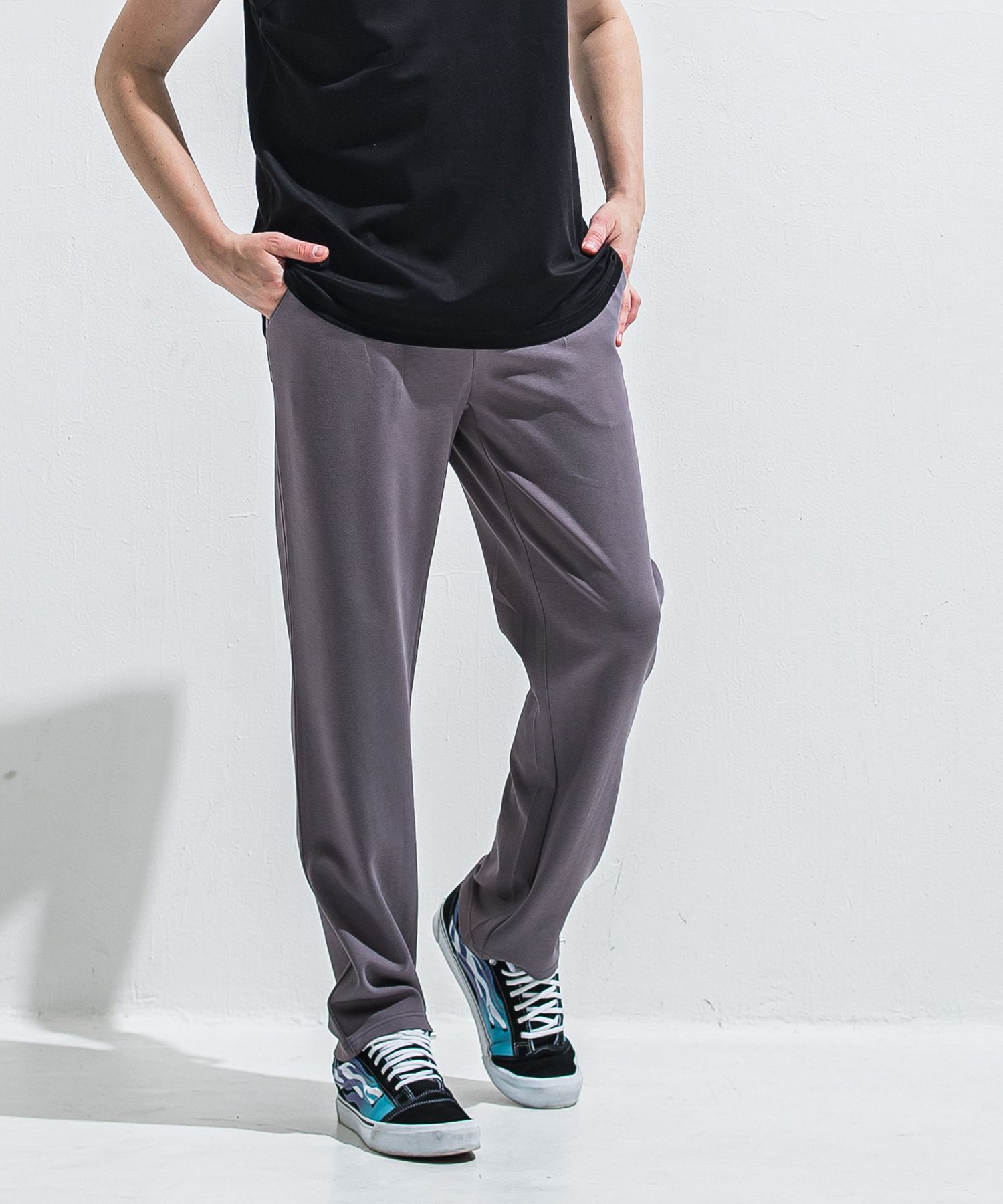 SEMI WIDE TUCK PANTS / RC40-ST-016WT / セミワイドタックパンツ / ダンボールチャコール (4月中旬入荷予定)
