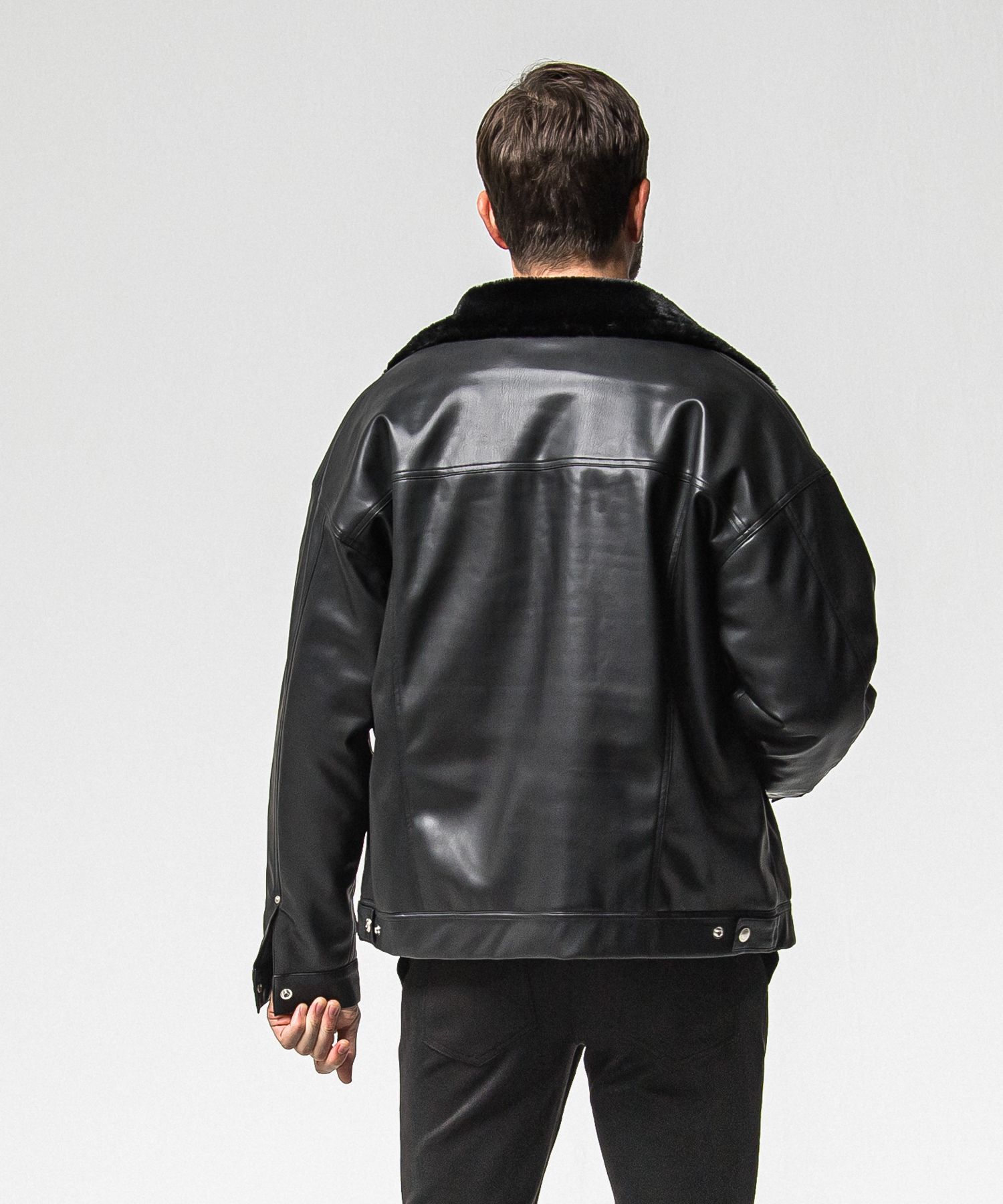 LEATHER FUR OVER G / RC38-JK-002 / レザーファーGジャン / ブラック (11月中旬入荷予定)