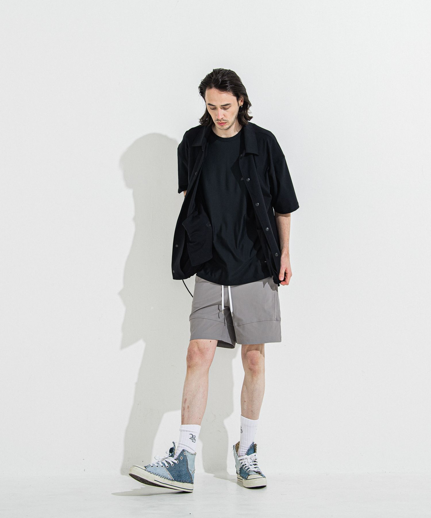 NYLON HALF COACH JACKET / RC36-C-002 / 半袖ナイロンコーチジャケット / ブラック