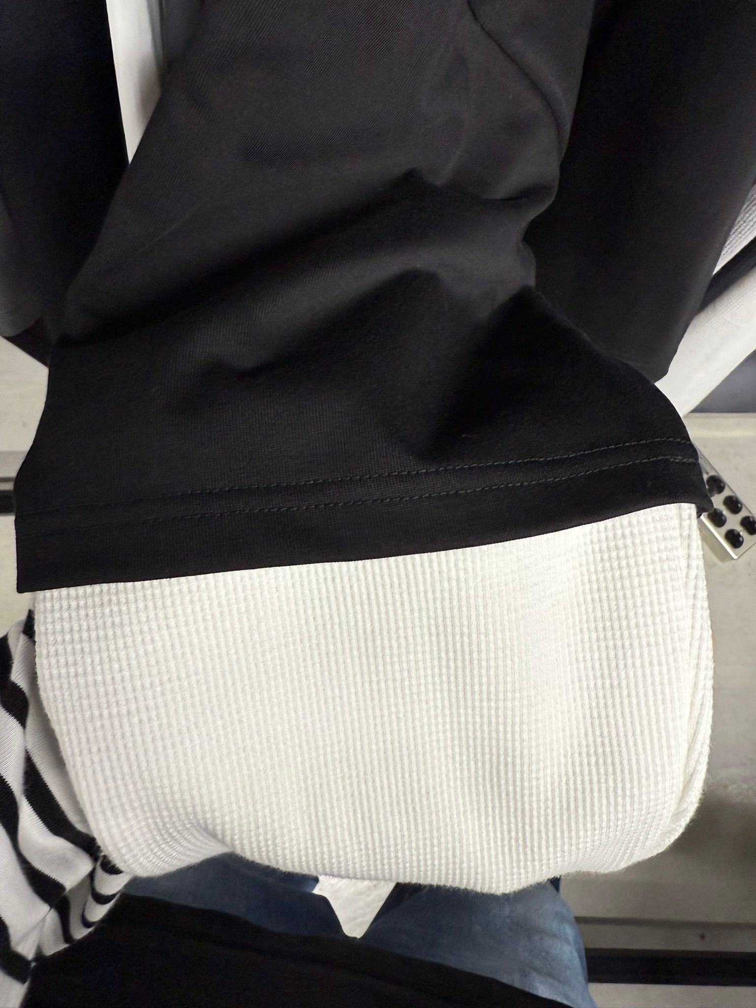 FAKE LAYERED WAFFLE LONG SLEEVE / RC39-T-007 / サーマルレイヤードロングスリーブTシャツ / ブラック×ホワイト (1月下旬入荷予定)