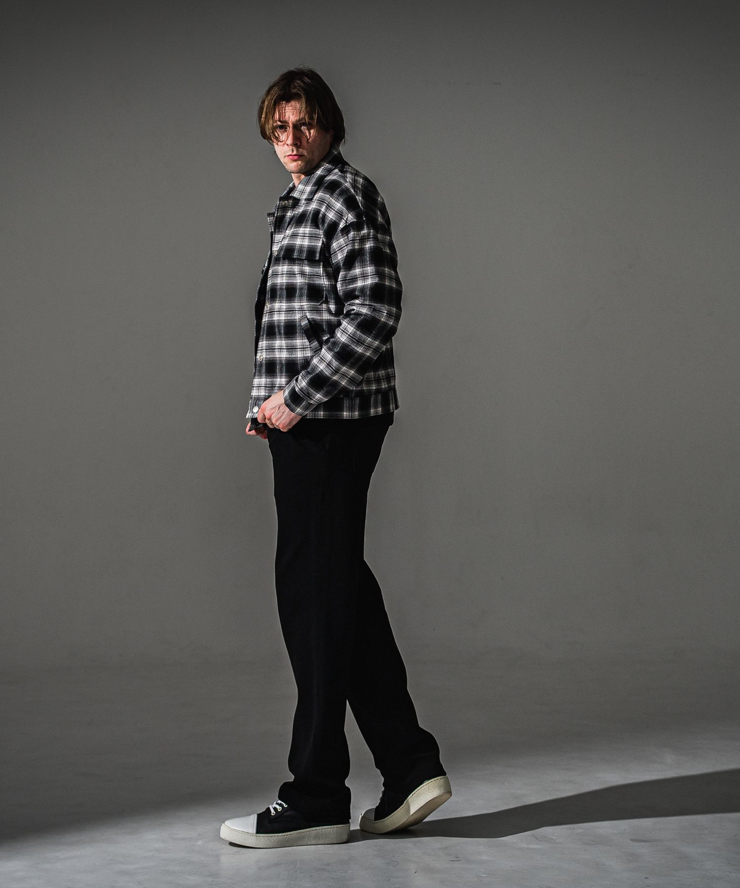 CHECK SHIRT JACKET / RC41-SH-003 / チェックシャツジャケット / ブラック (8月下旬入荷予定)